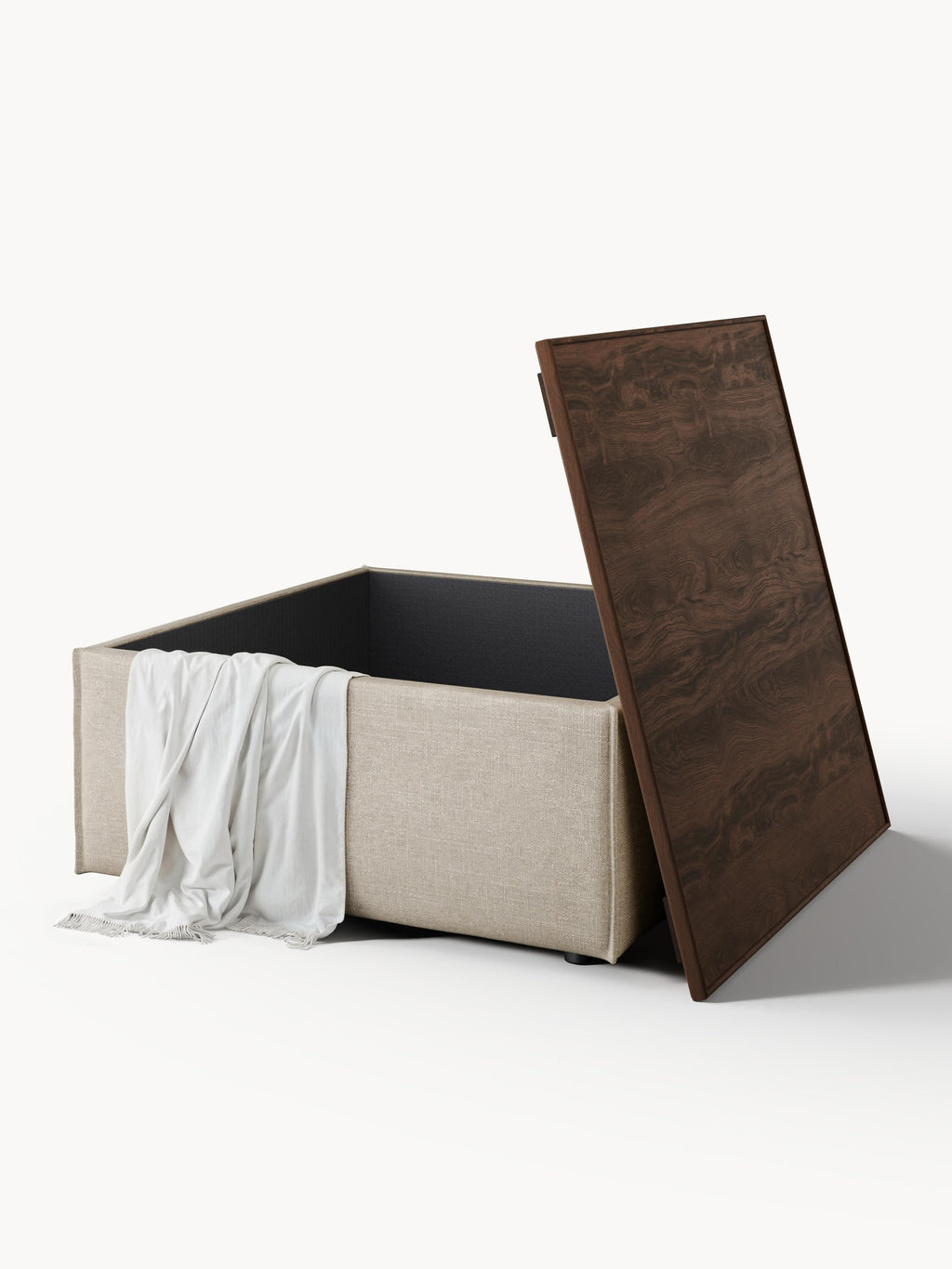 Sofa-Hocker Lennon aus Leinen-Mix mit Stauraum