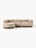 Galeriebild 1 - Modulares Sofa Natalie (3-Sitzer) aus Teddy-Bouclé mit Hocker (links/rechts)
