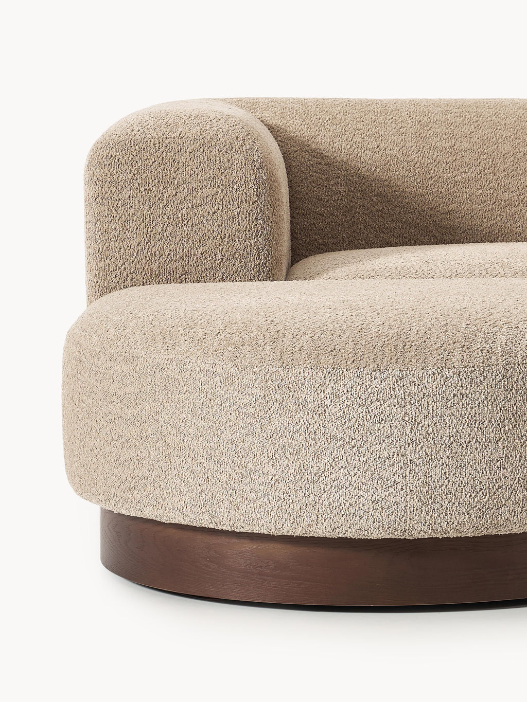 Modulares Sofa Natalie (3-Sitzer) aus Teddy-Bouclé mit Hocker (links/rechts)