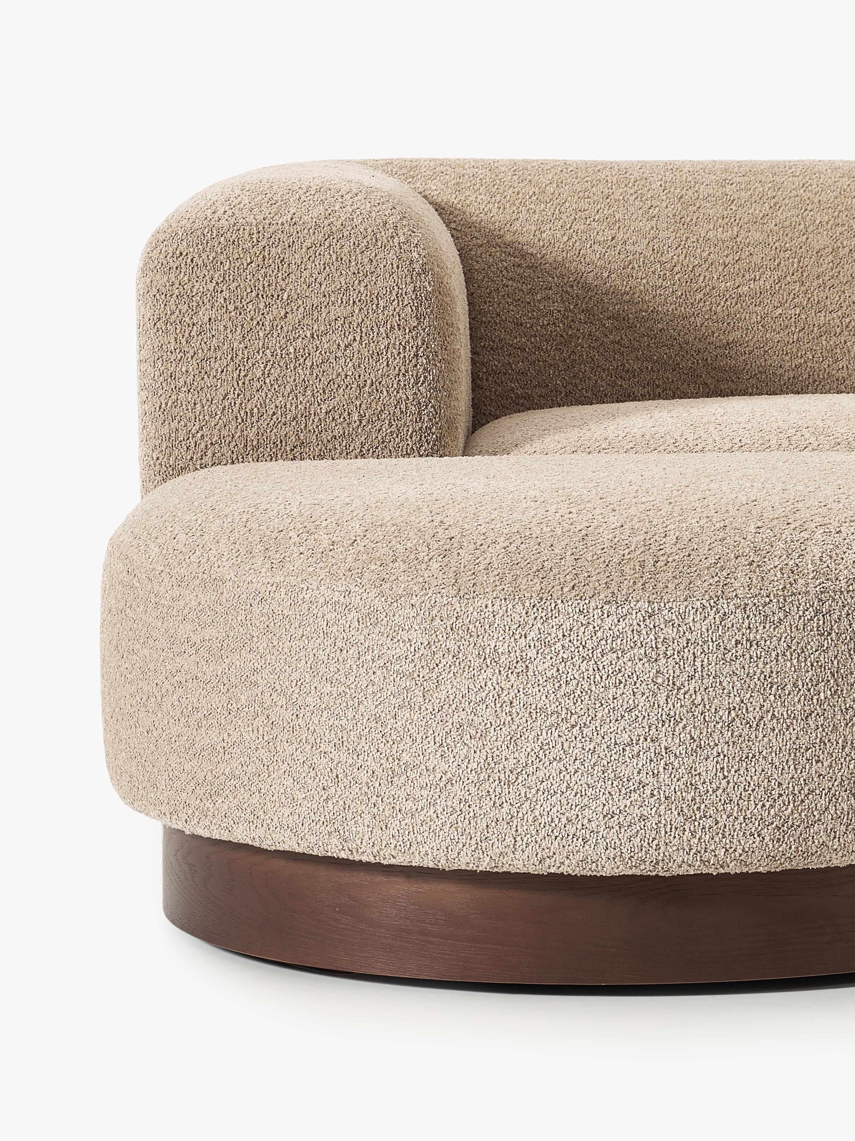 Modulares Sofa Natalie (3-Sitzer) aus Teddy-Bouclé mit Hocker (links/rechts)
