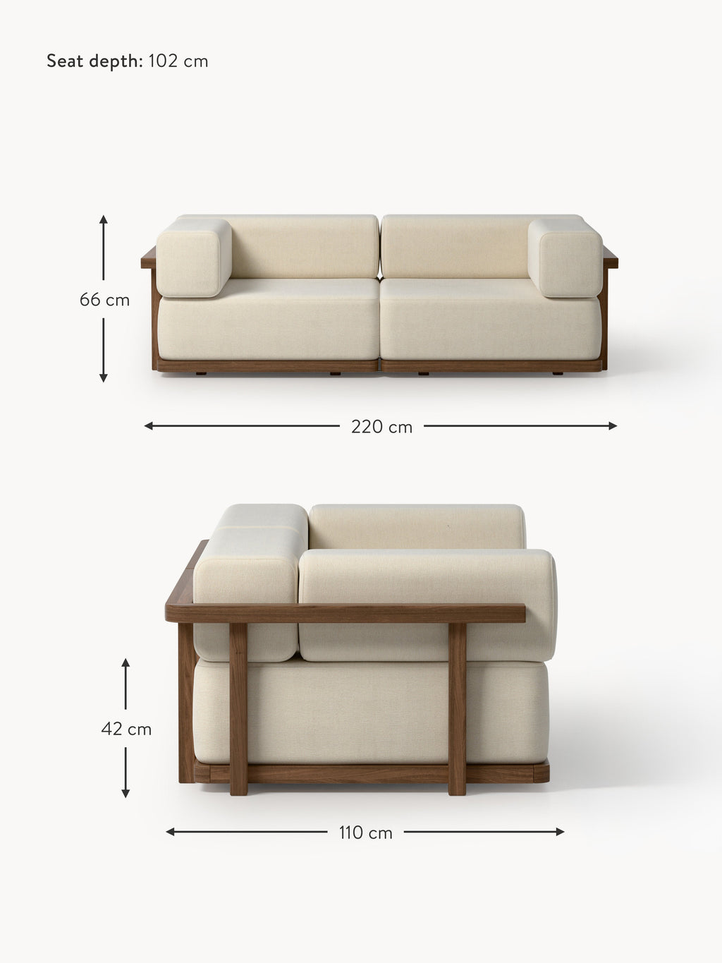 Garten-Loungesofa Matheus (2-Sitzer) aus Akazienholz