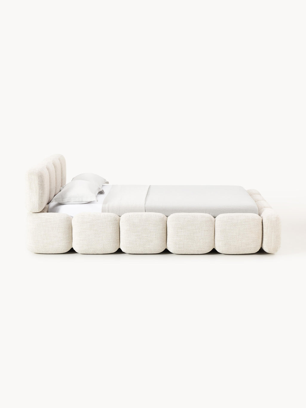 Polsterbett Tayla aus Bouclé mit Stauraum