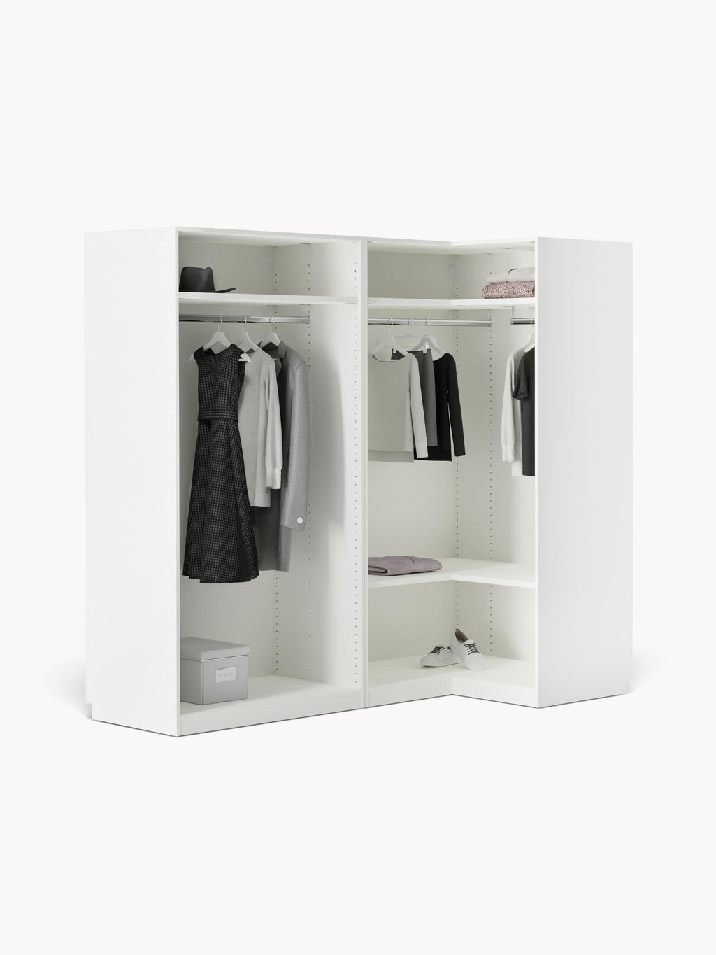 Modularer Eck-Kleiderschrank Leon, 215 cm Breite, in verschiedenen Größen