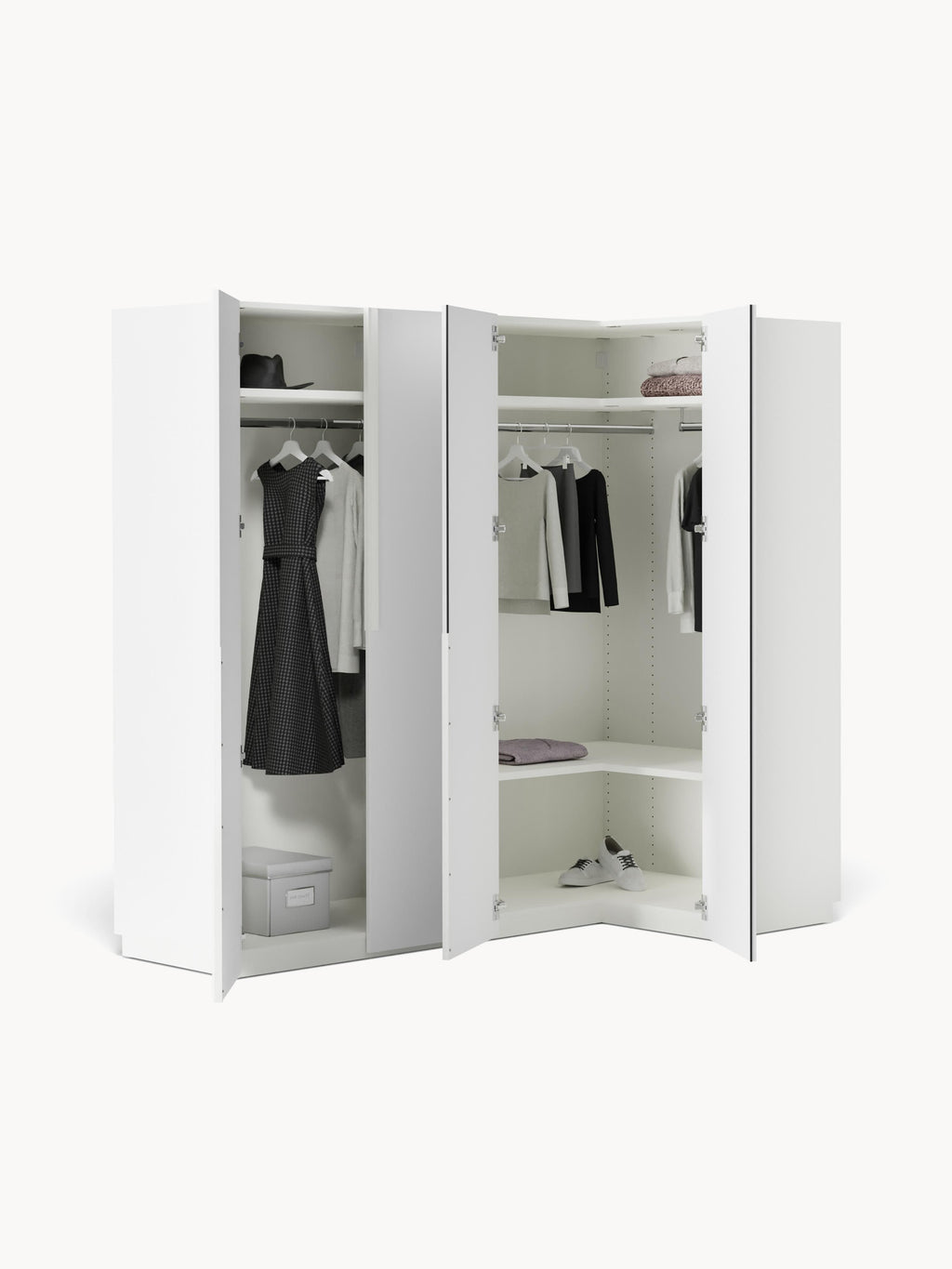 Modularer Eck-Kleiderschrank Leon, 215 cm Breite, in verschiedenen Größen