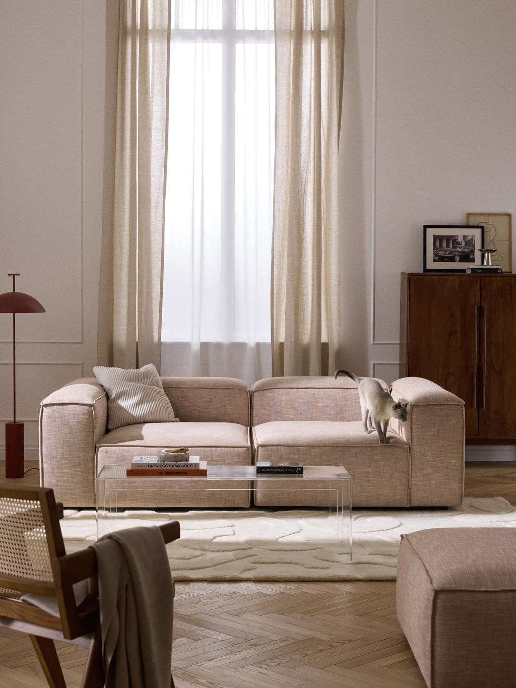 Modulares Sofa Lennon (3-Sitzer) aus Leinen-Mix