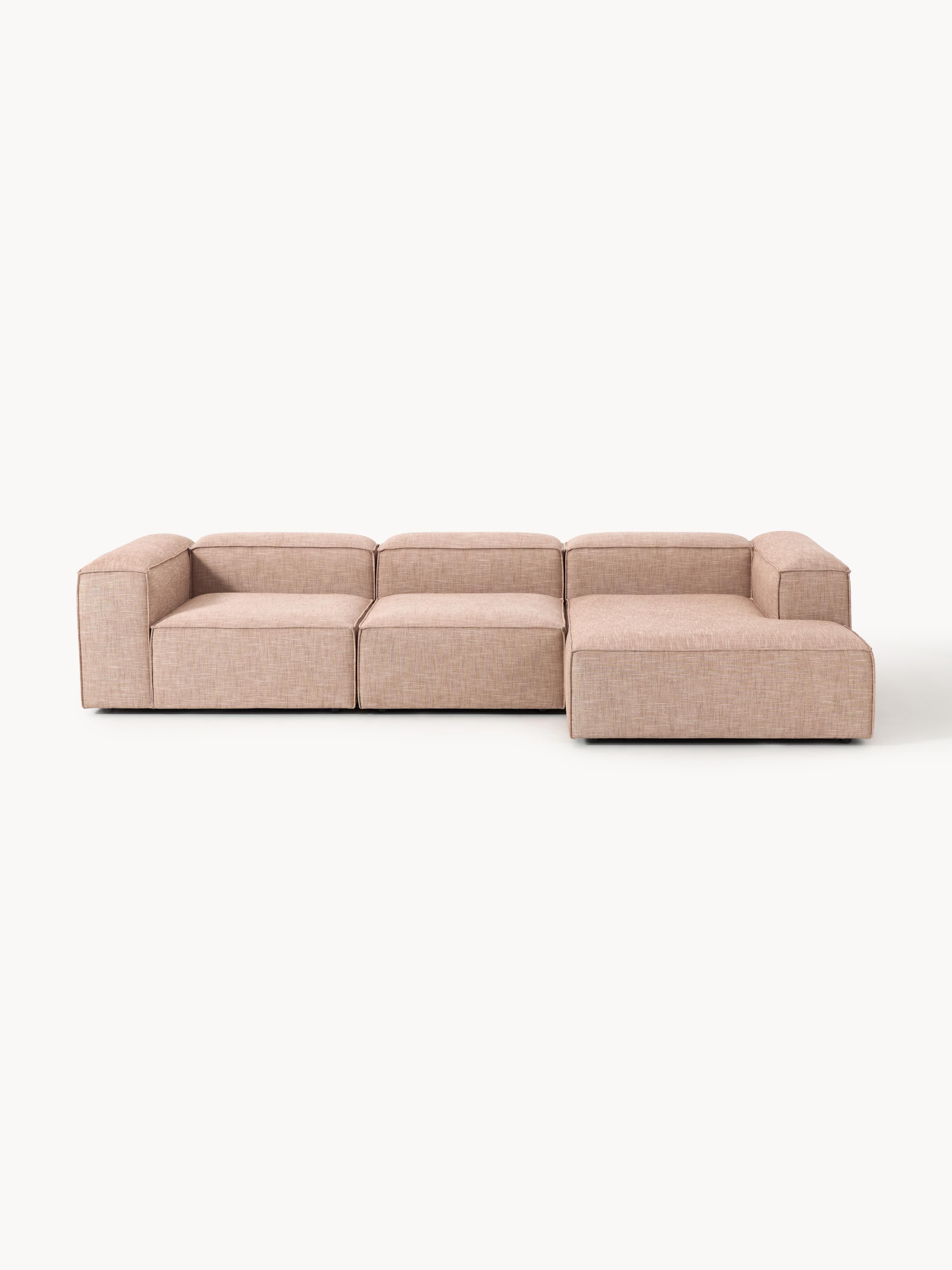 Galeriebild 1 - Modulares Ecksofa Lennon (4-Sitzer) aus Leinen-Mix