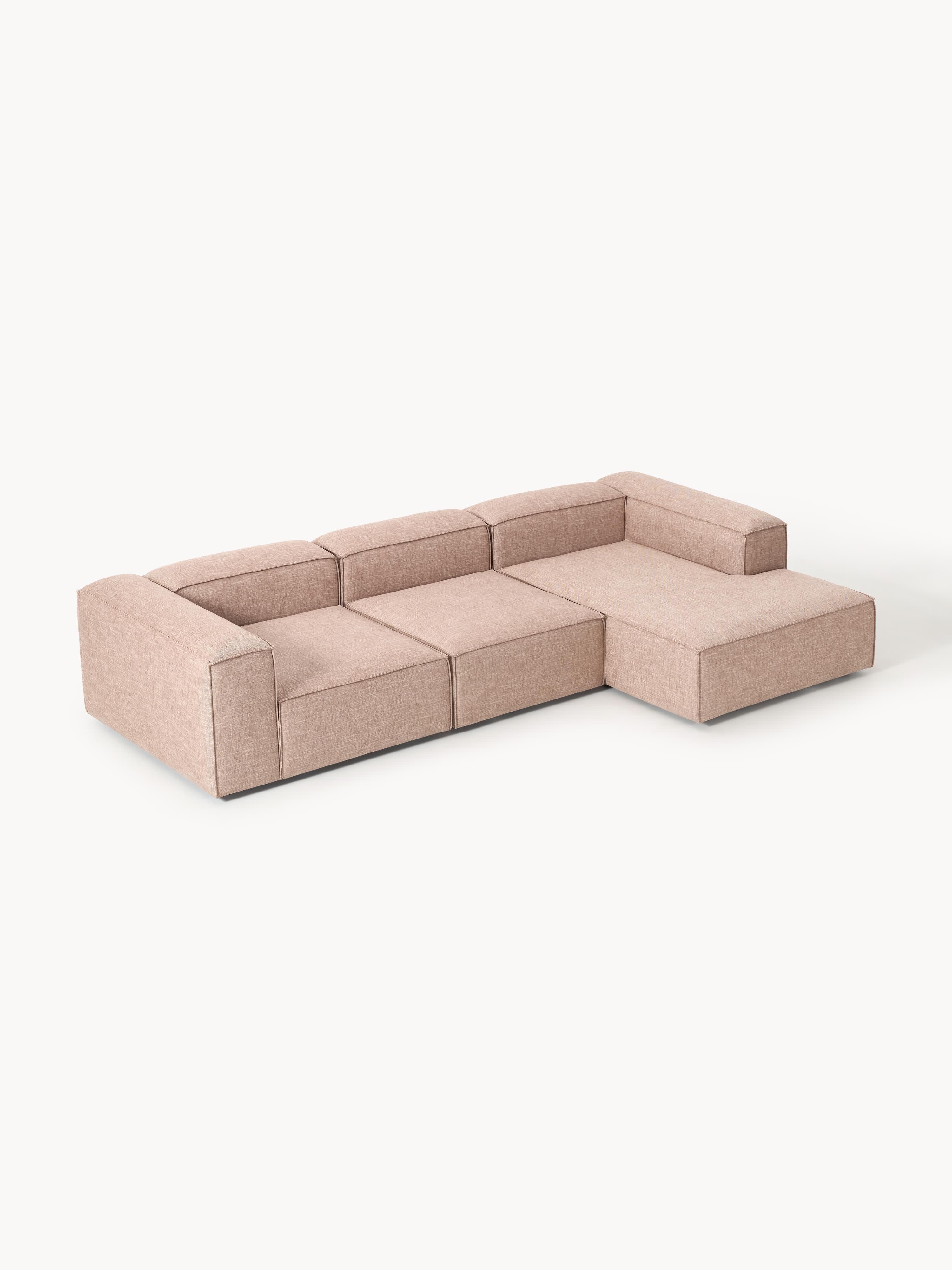 Modulares Ecksofa Lennon (4-Sitzer) aus Leinen-Mix