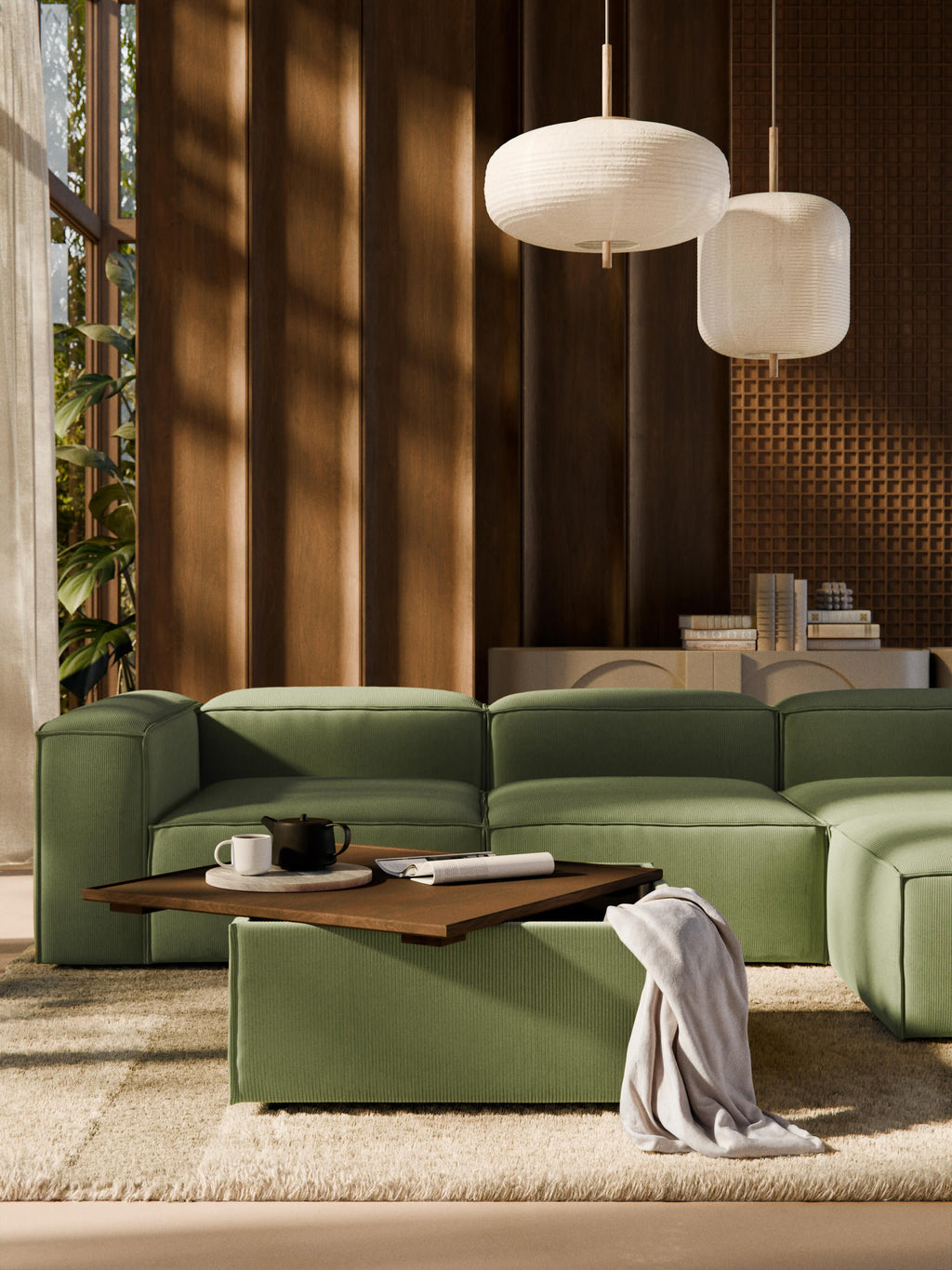 Sofa-Hocker Lennon aus Cord mit Stauraum