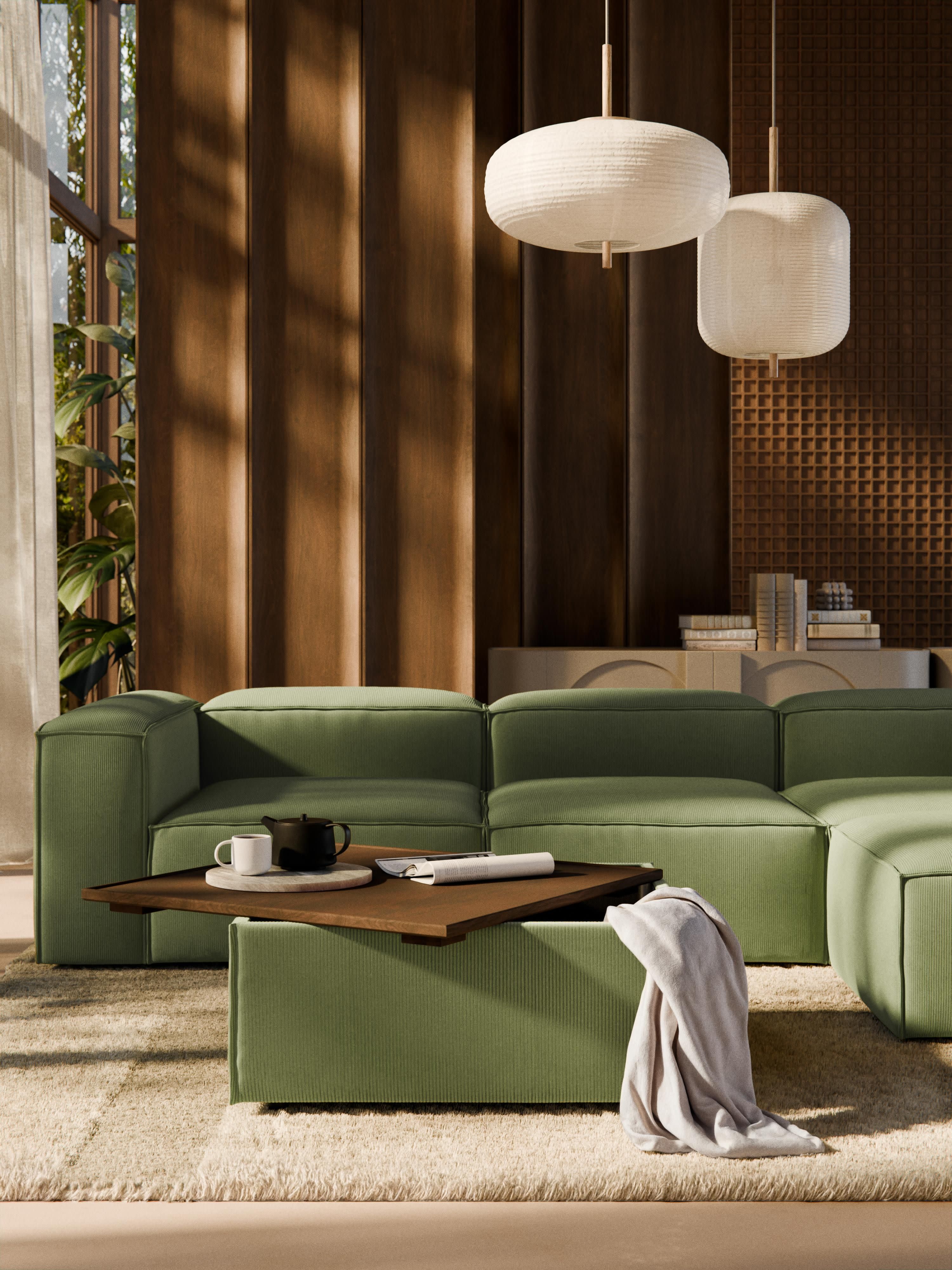 Sofa-Hocker Lennon aus Cord mit Stauraum