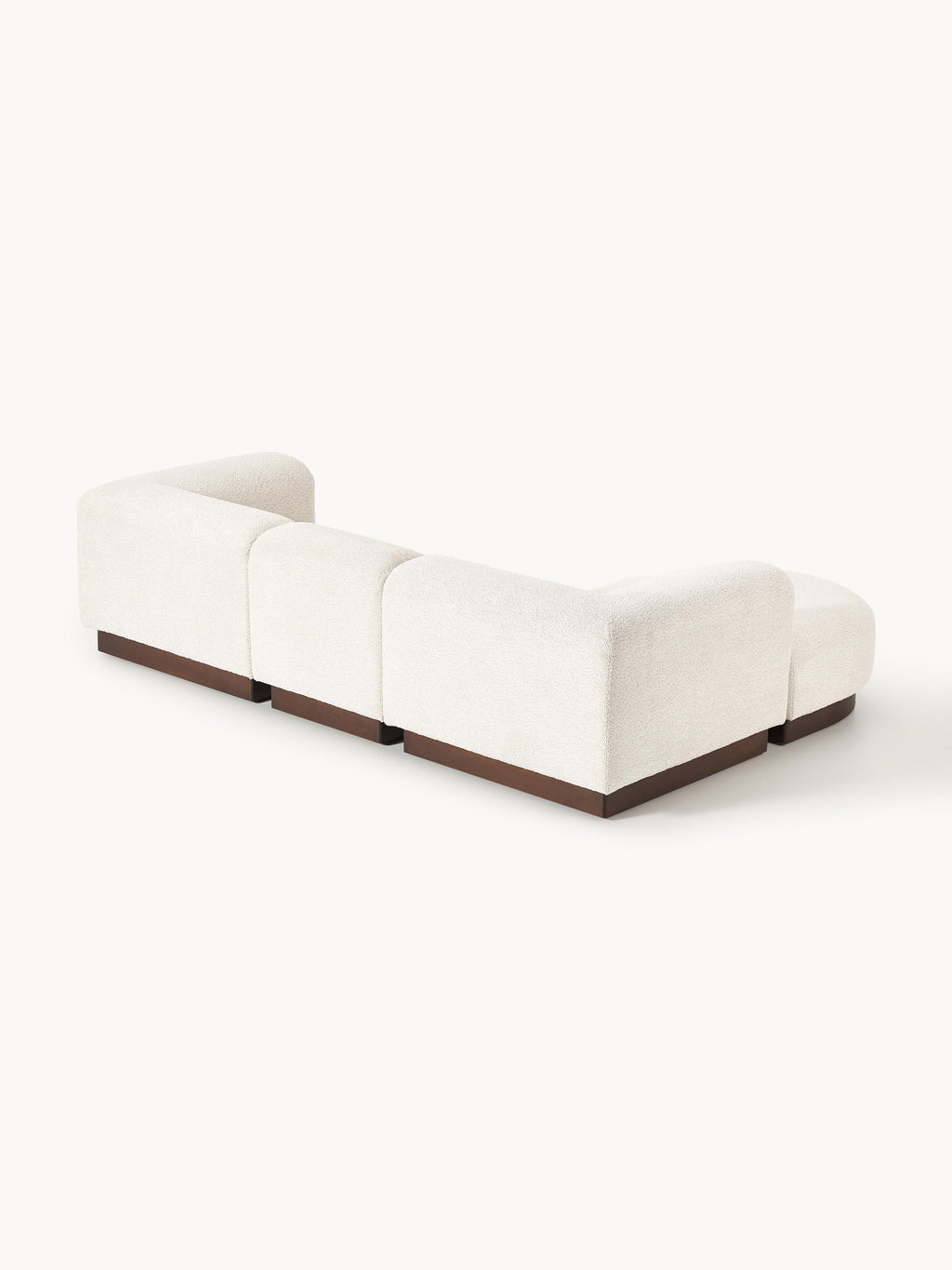 Modulares Sofa Natalie (3-Sitzer) aus Teddy-Bouclé mit Hocker (links/rechts)