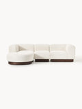 Galeriebild 1 - Modulares Sofa Natalie (3-Sitzer) aus Teddy-Bouclé mit Hocker (links/rechts)