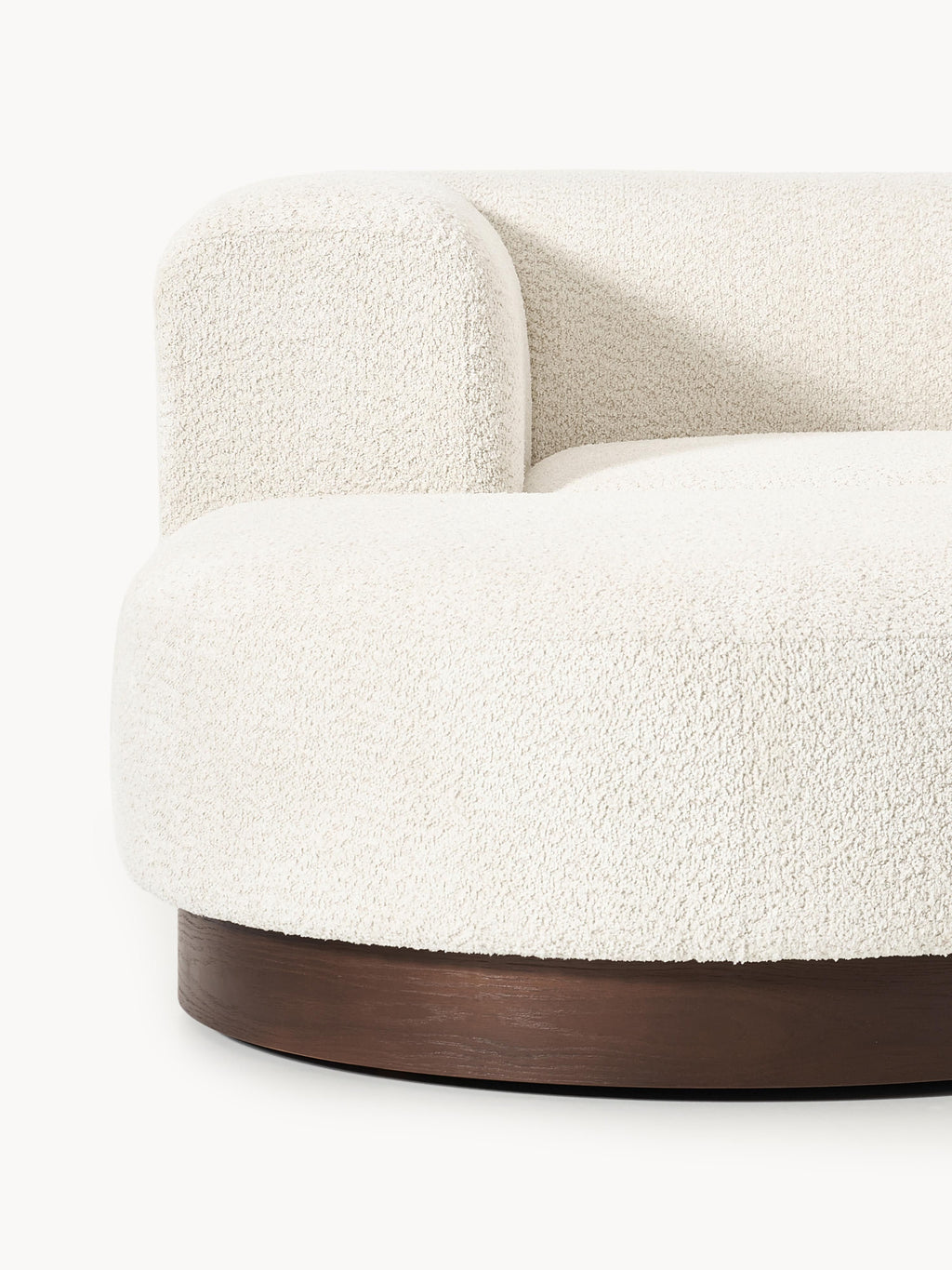 Modulares Sofa Natalie (3-Sitzer) aus Teddy-Bouclé mit Hocker (links/rechts)