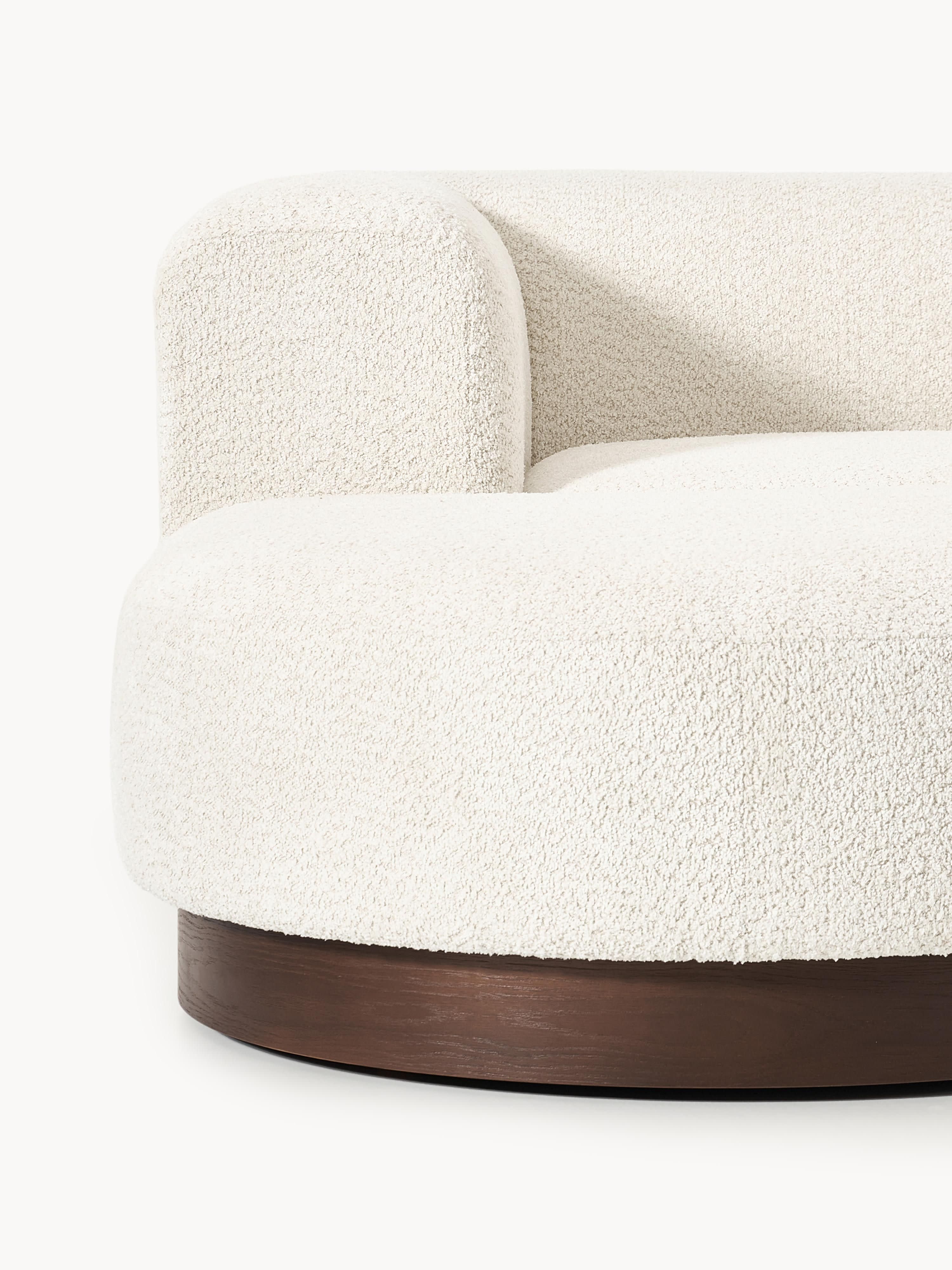 Modulares Sofa Natalie (3-Sitzer) aus Teddy-Bouclé mit Hocker (links/rechts)