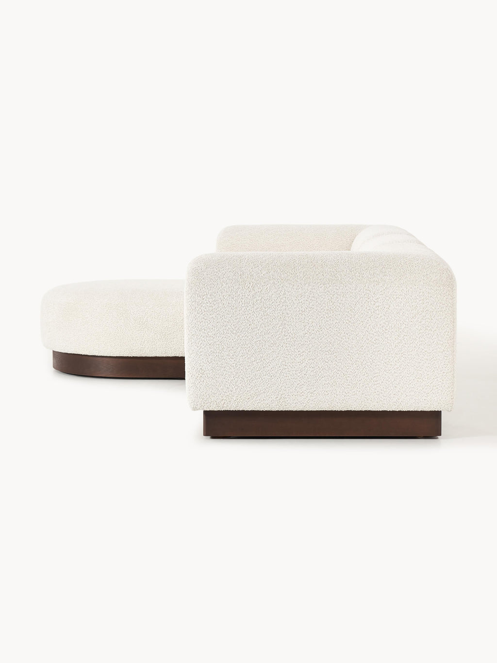 Modulares Sofa Natalie (3-Sitzer) aus Teddy-Bouclé mit Hocker (links/rechts)