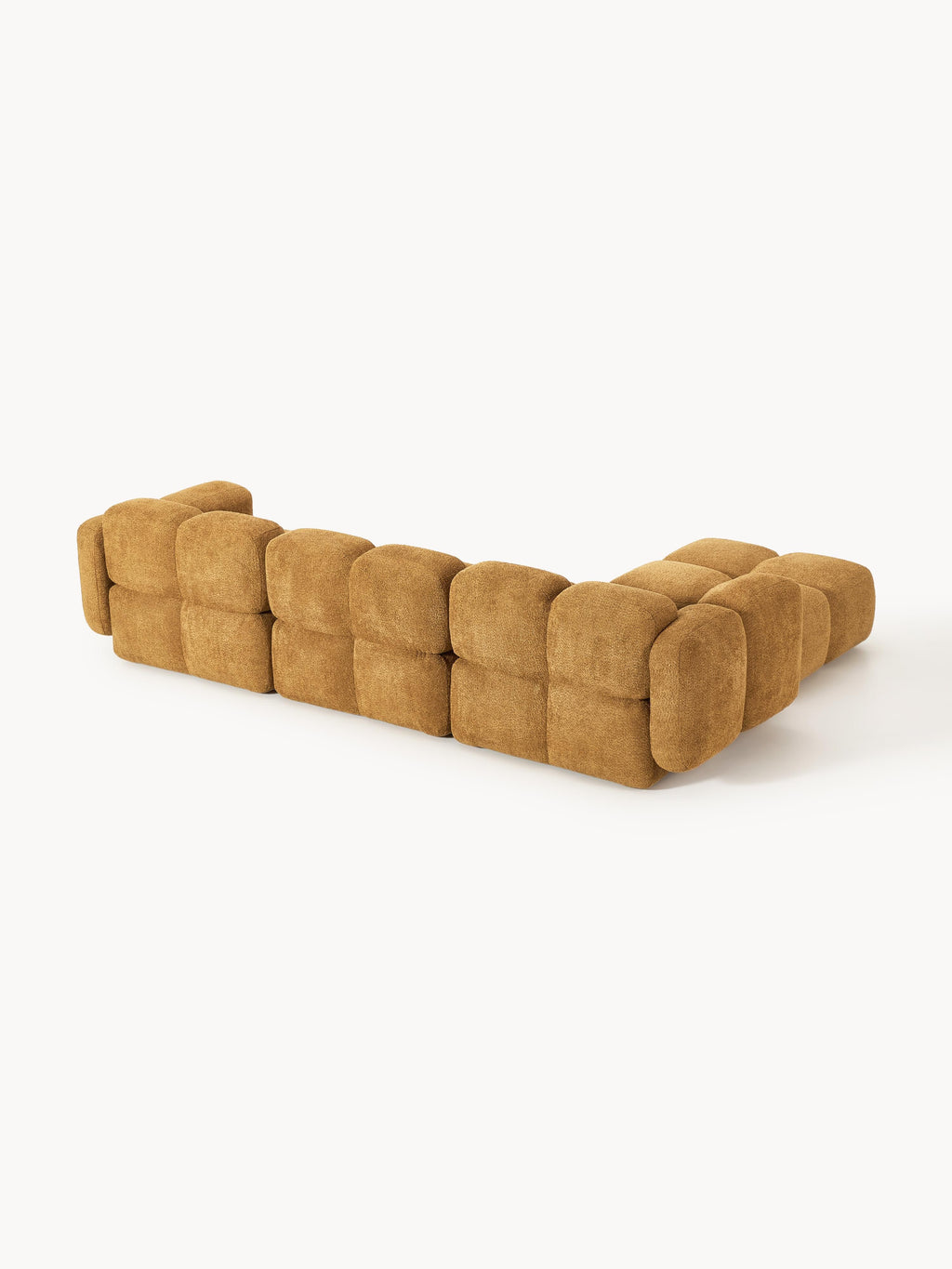 Modulares Sofa Tayla (4-Sitzer) aus Teddy-Bouclé mit Hocker (links/rechts)