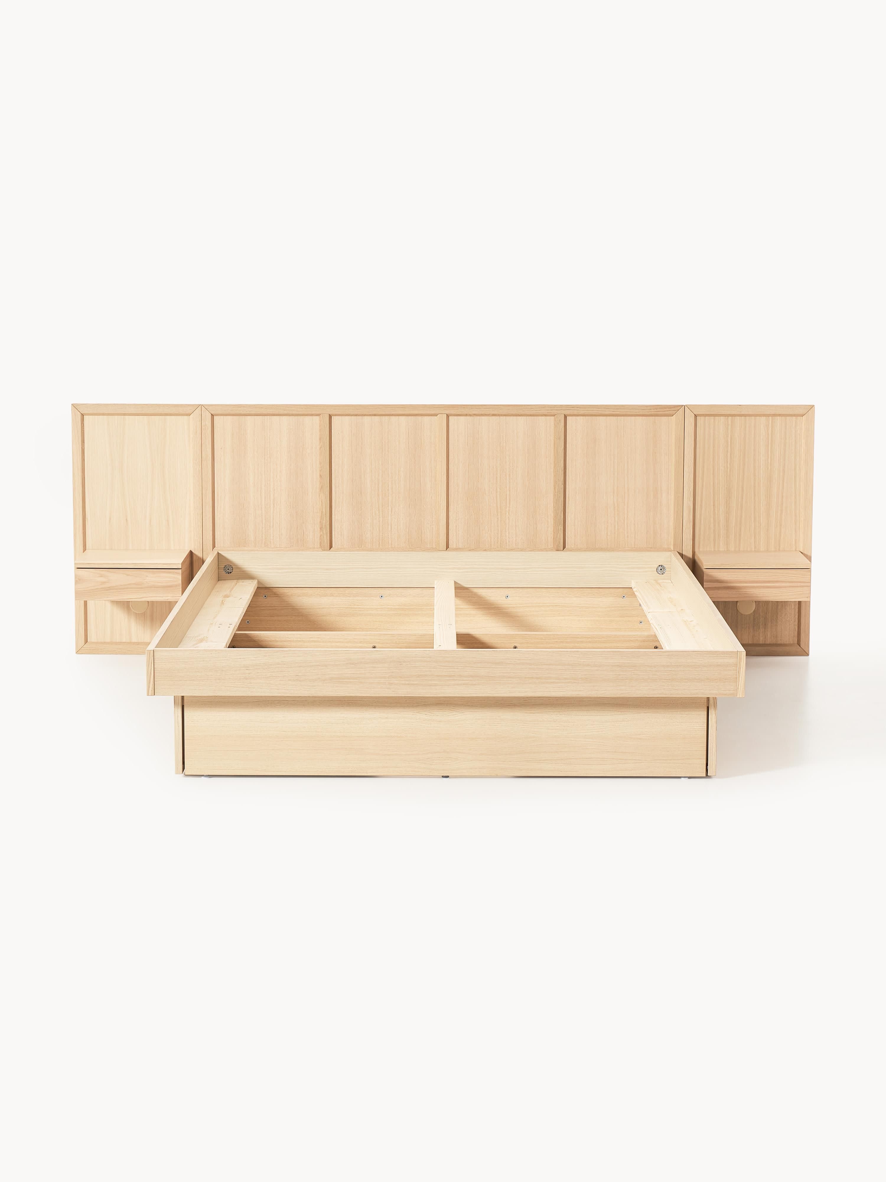 Holzbett Nanto mit Nachttischen und Kopfteil