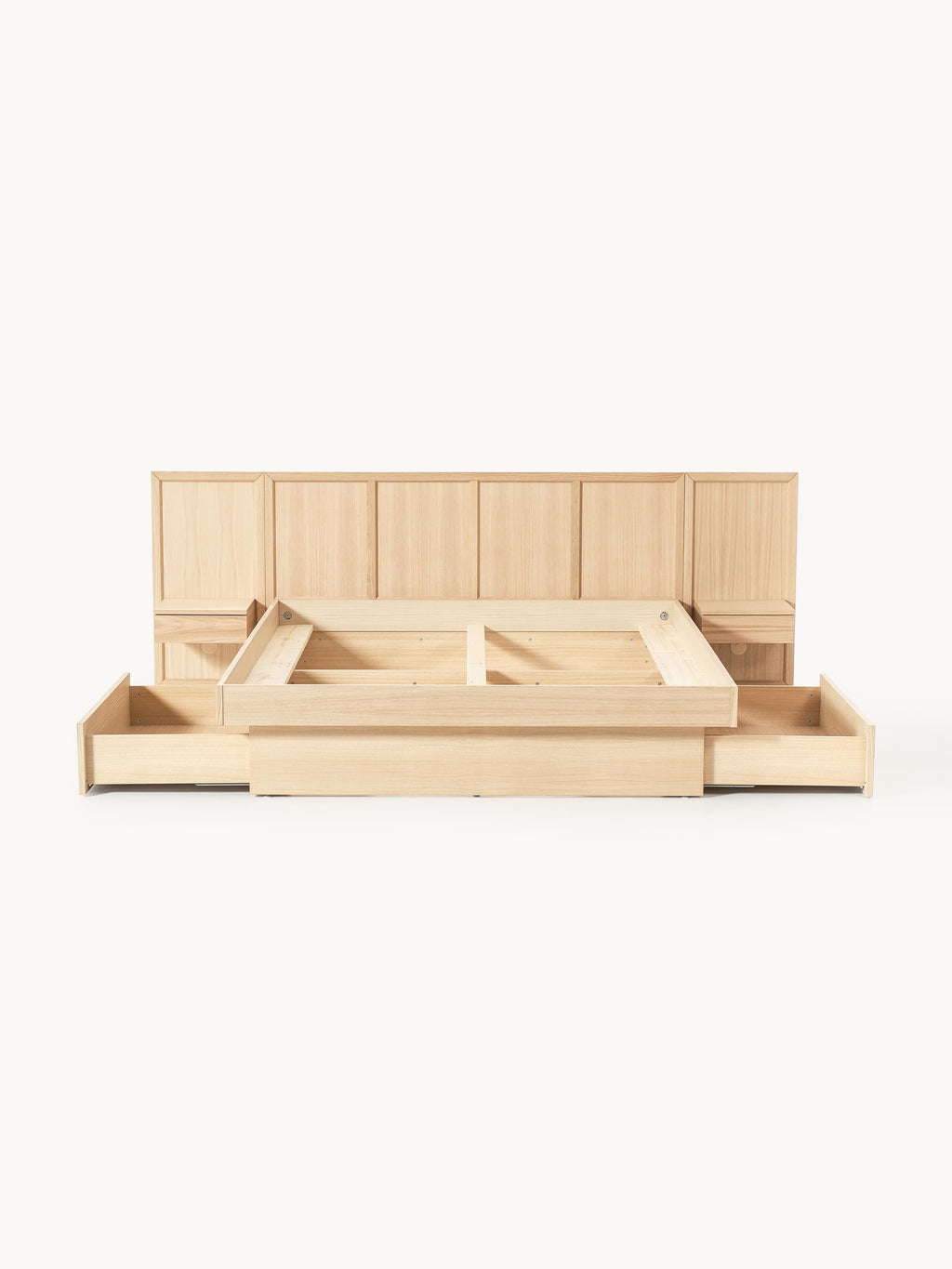Holzbett Nanto mit Nachttischen und Kopfteil