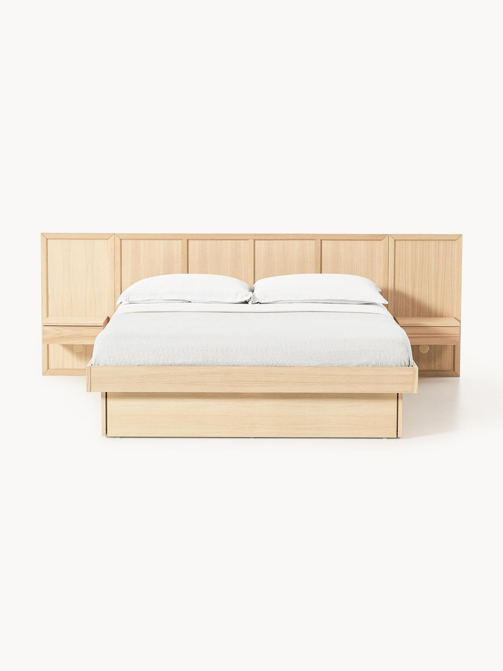 Holzbett Nanto mit Nachttischen und Kopfteil
