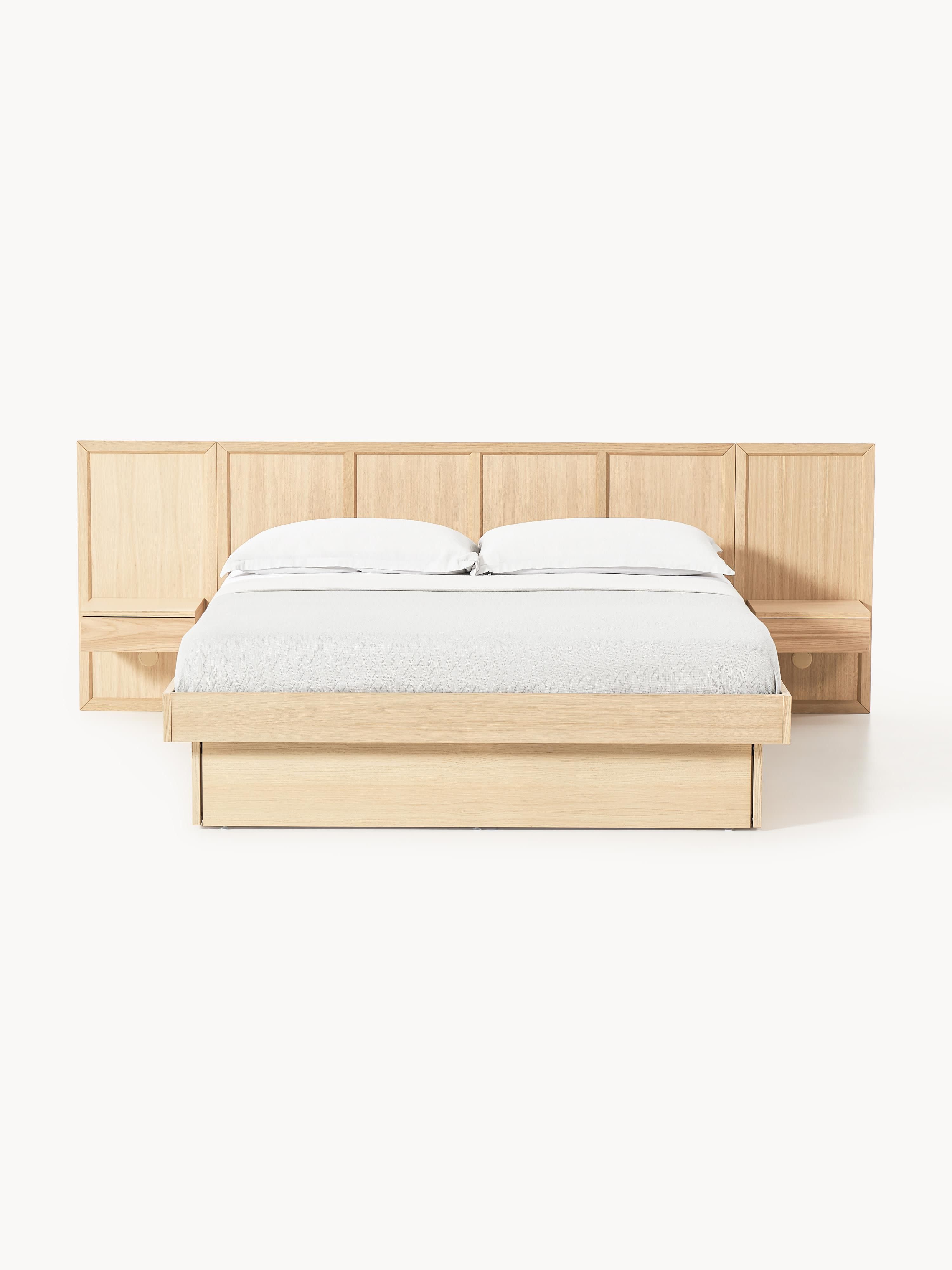 Holzbett Nanto mit Nachttischen und Kopfteil