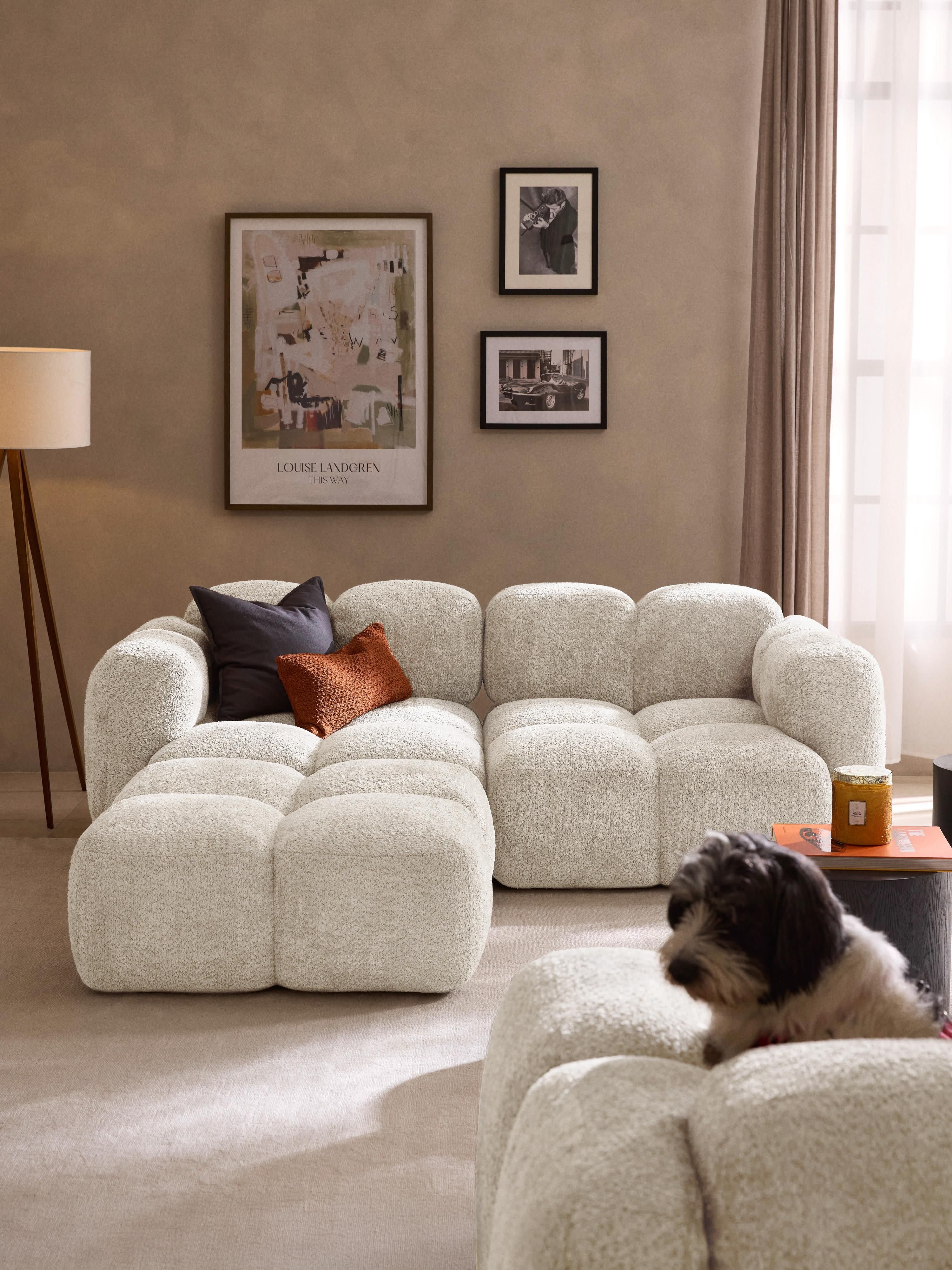 Sofa-Hocker Tayla aus Teddy-Bouclé