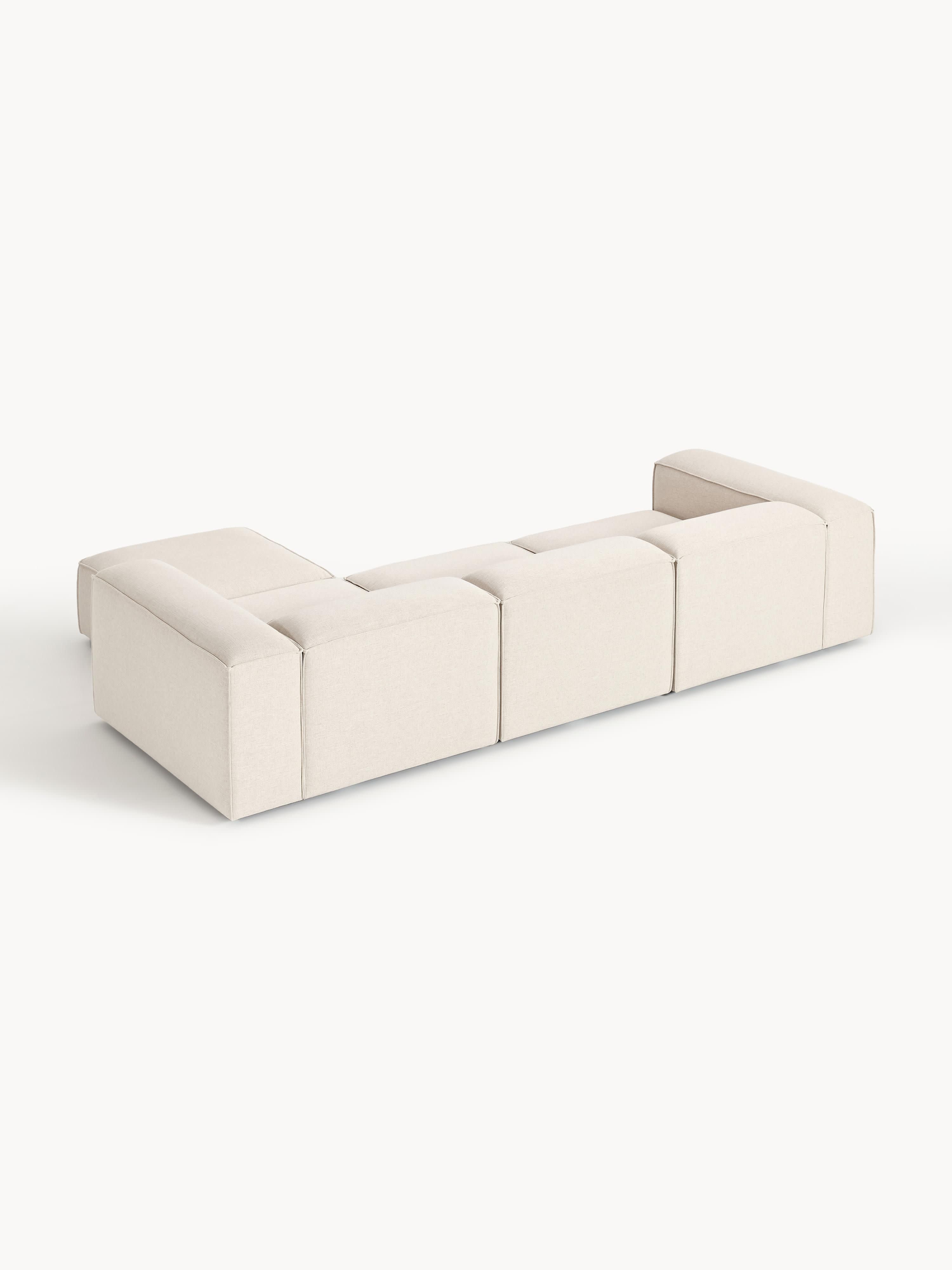 Modulares Sofa Lennon (4-Sitzer) aus Leinen-Mix mit Hocker (links/rechts)