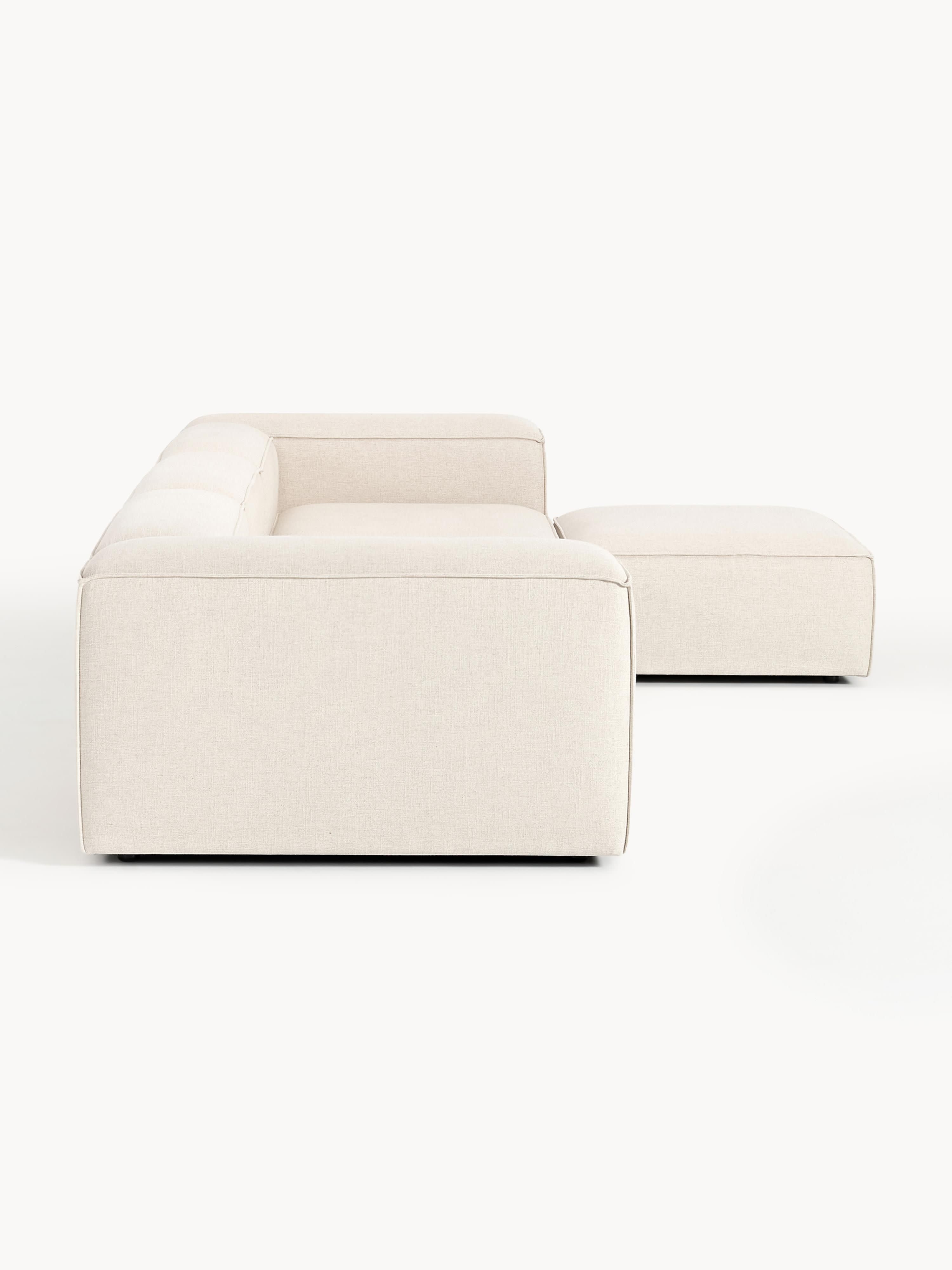 Modulares Sofa Lennon (4-Sitzer) aus Leinen-Mix mit Hocker (links/rechts)