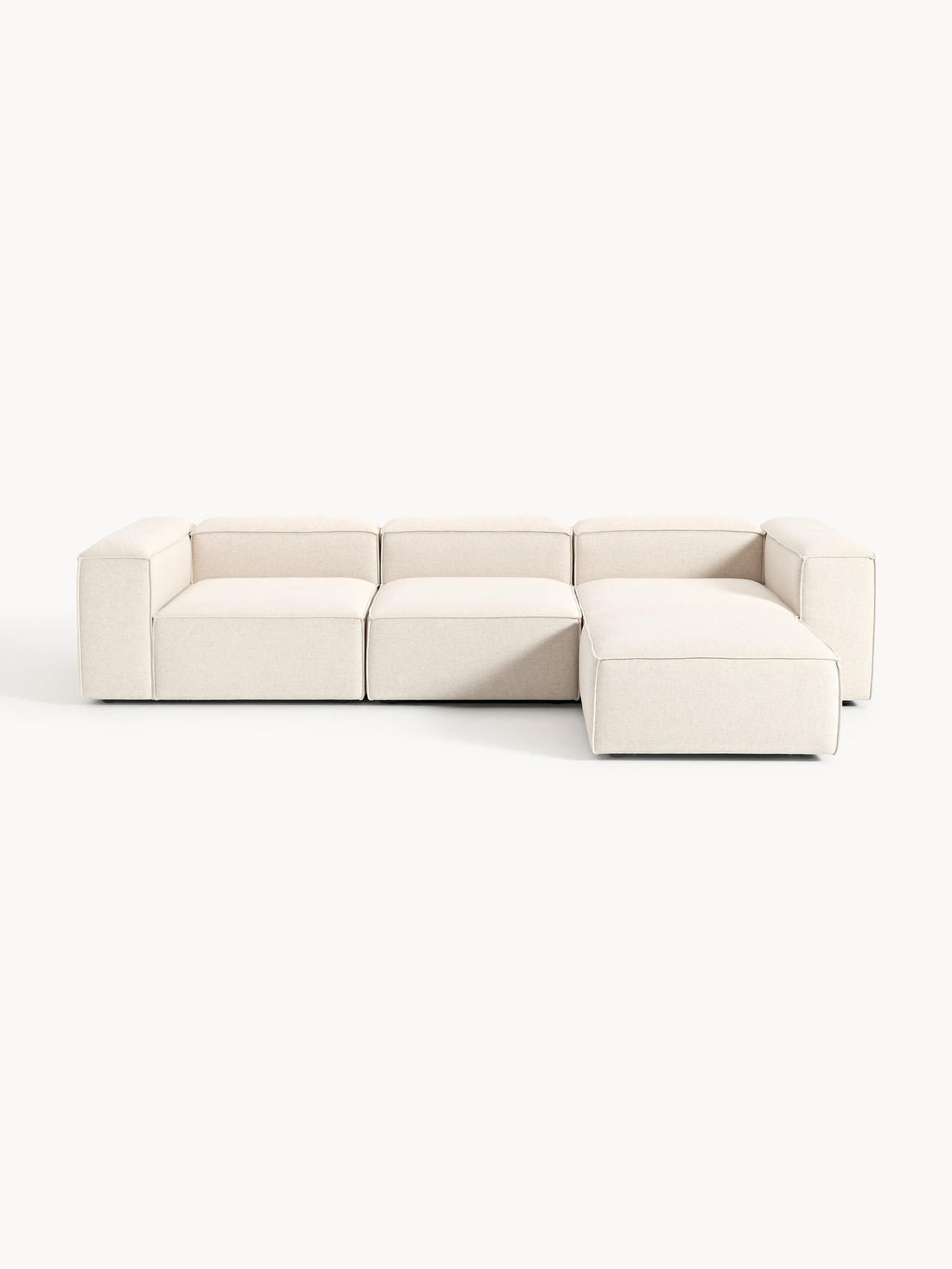 Galeriebild 1 - Modulares Sofa Lennon (4-Sitzer) aus Leinen-Mix mit Hocker (links/rechts)