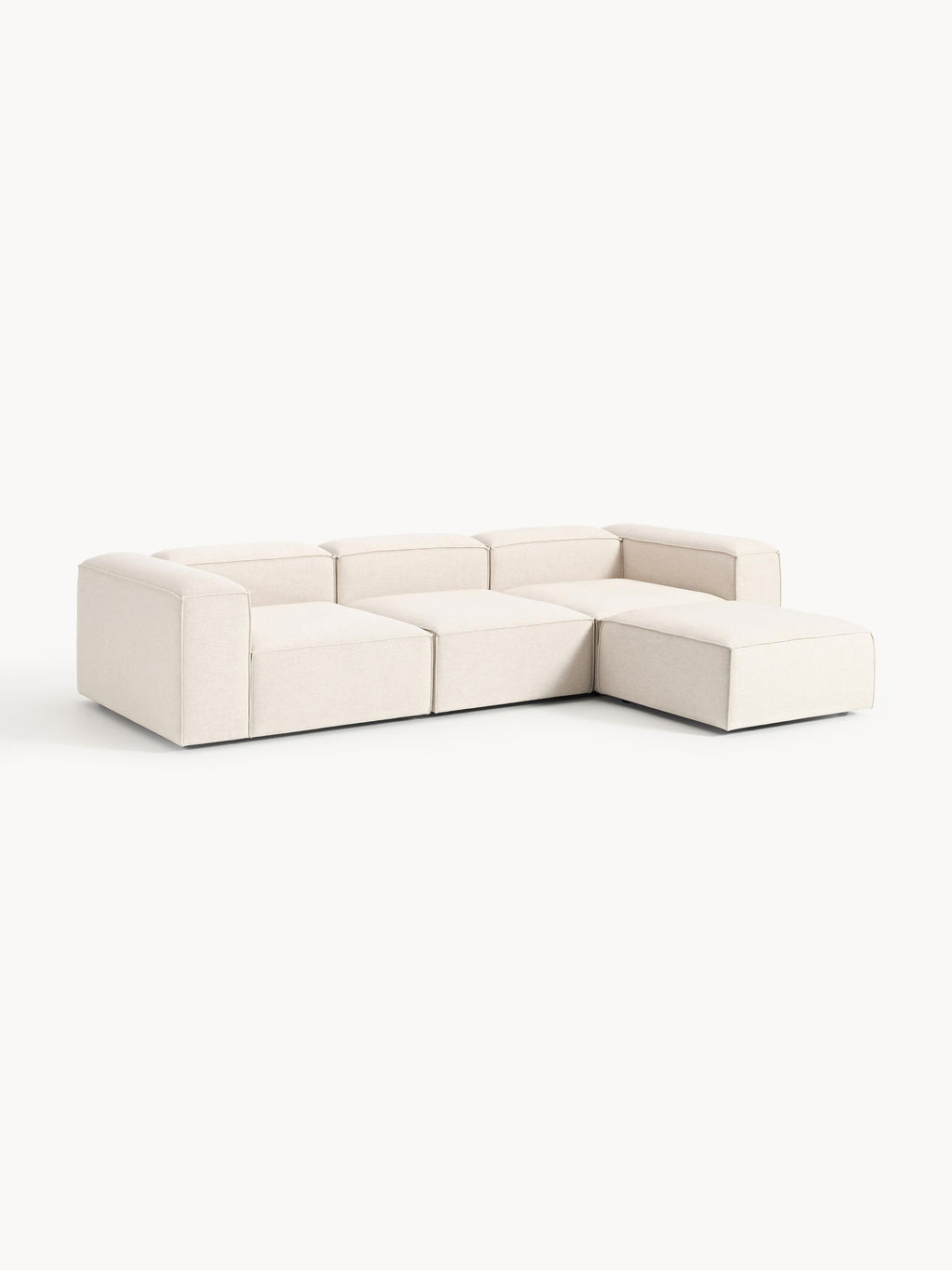 Modulares Sofa Lennon (4-Sitzer) aus Leinen-Mix mit Hocker (links/rechts)