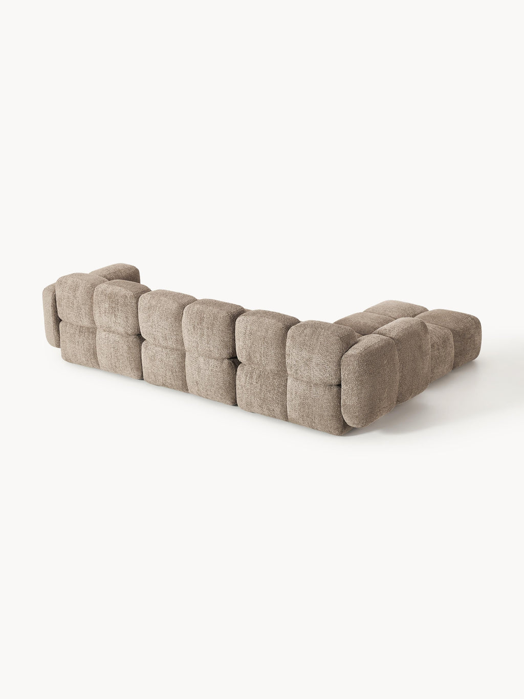 Modulares Sofa Tayla (4-Sitzer) aus Teddy-Bouclé mit Hocker (links/rechts)