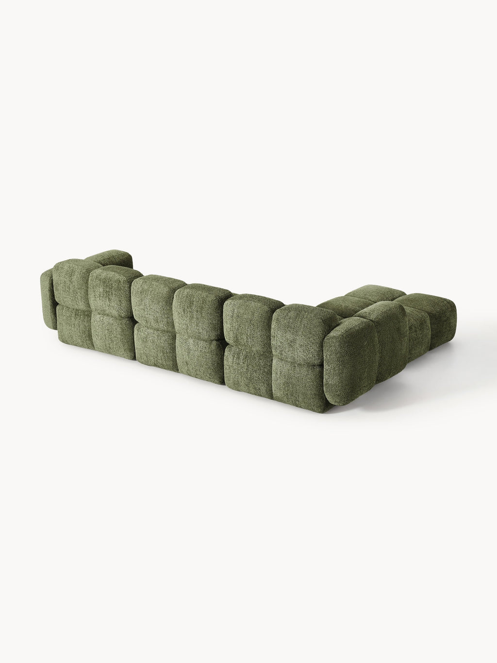 Modulares Sofa Tayla (4-Sitzer) aus Teddy-Bouclé mit Hocker (links/rechts)