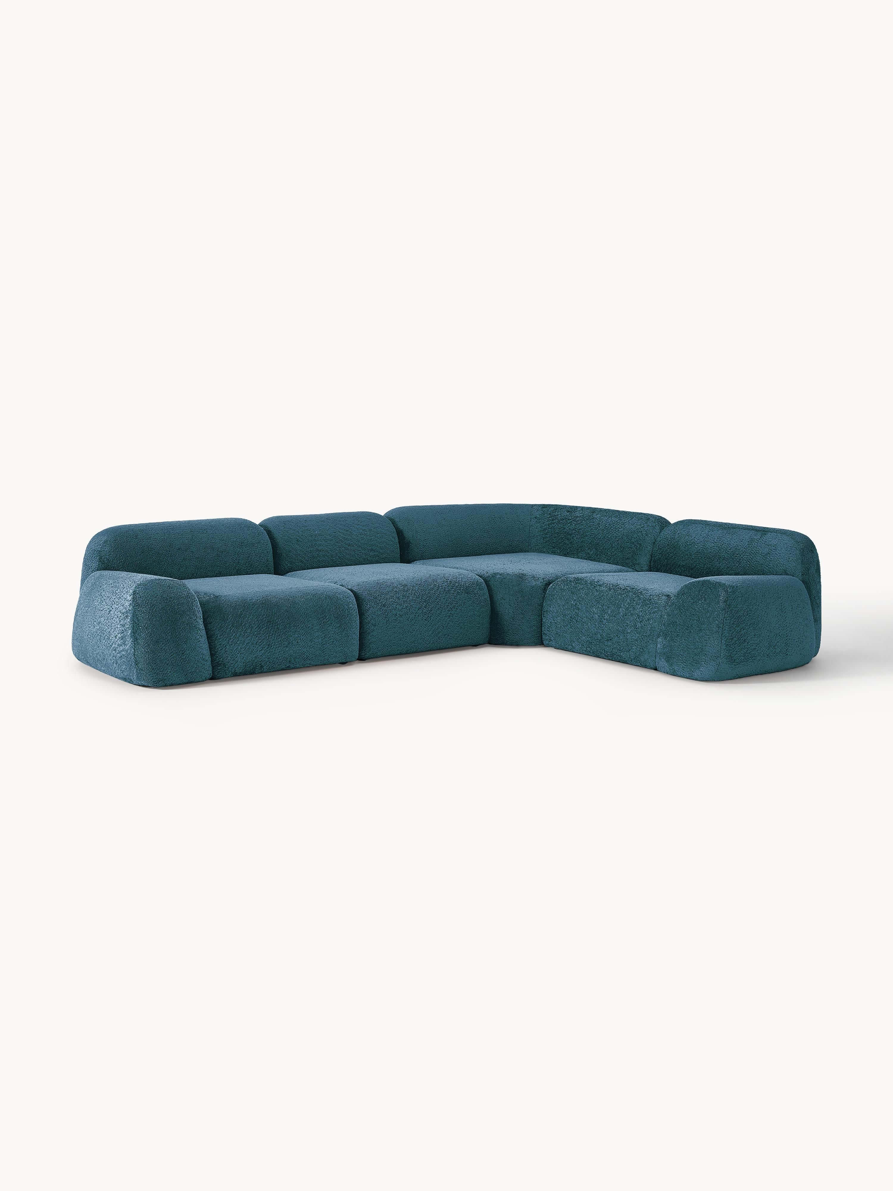 Modulares Teddy-Bouclé-Ecksofa Wolke (4-Sitzer)