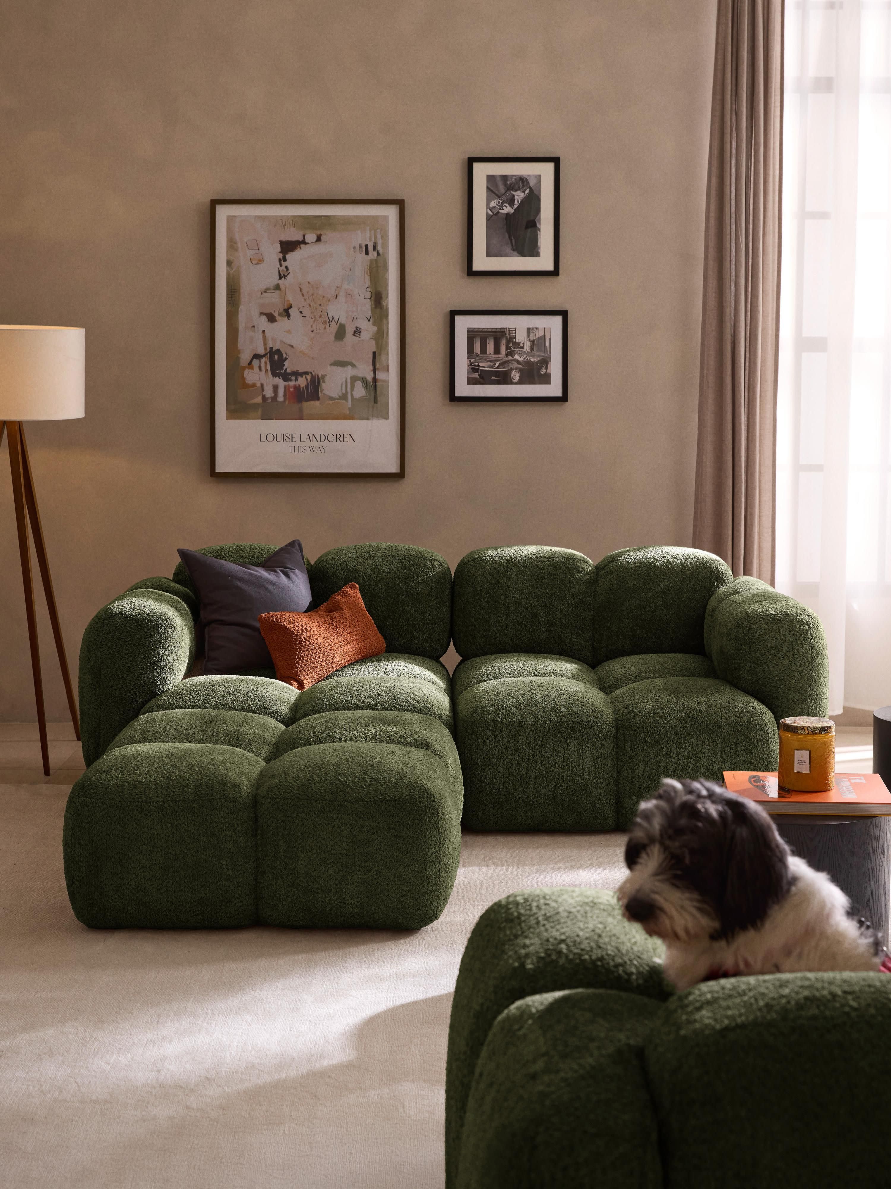 Sofa-Hocker Tayla aus Teddy-Bouclé