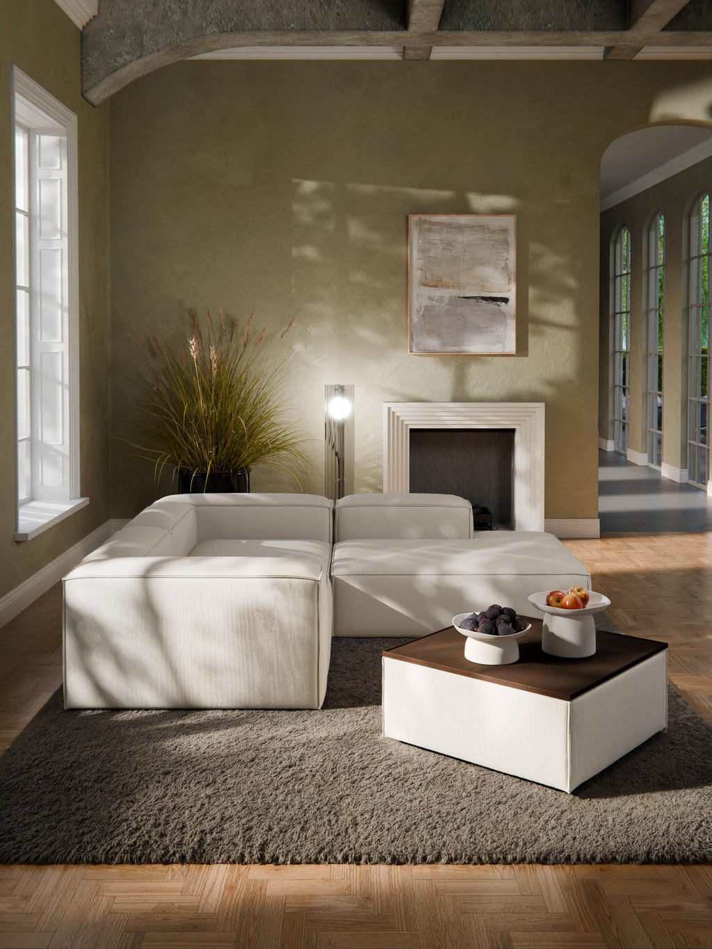 Sofa-Hocker Lennon aus Cord mit Stauraum