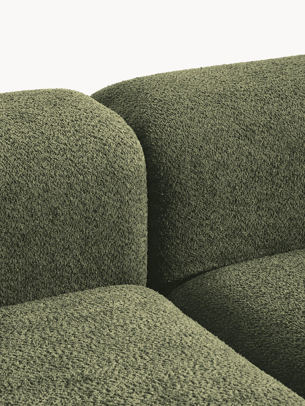 Modulare Ottomane Natalie aus Teddy-Bouclé mit Hocker (links/rechts)