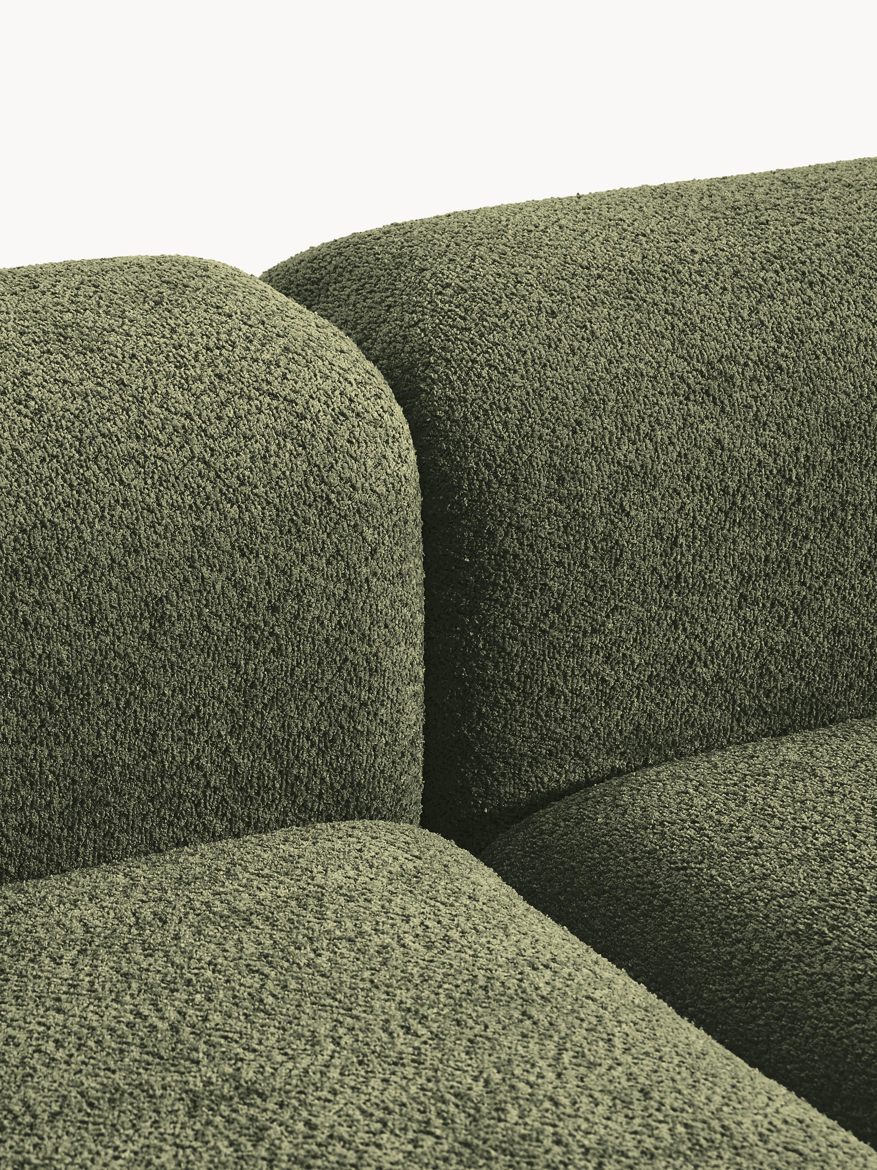Modulare Ottomane Natalie aus Teddy-Bouclé mit Hocker (links/rechts)