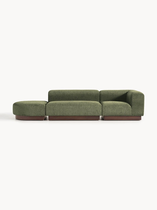 Galeriebild 1 - Modulare Ottomane Natalie aus Teddy-Bouclé mit Hocker (links/rechts)