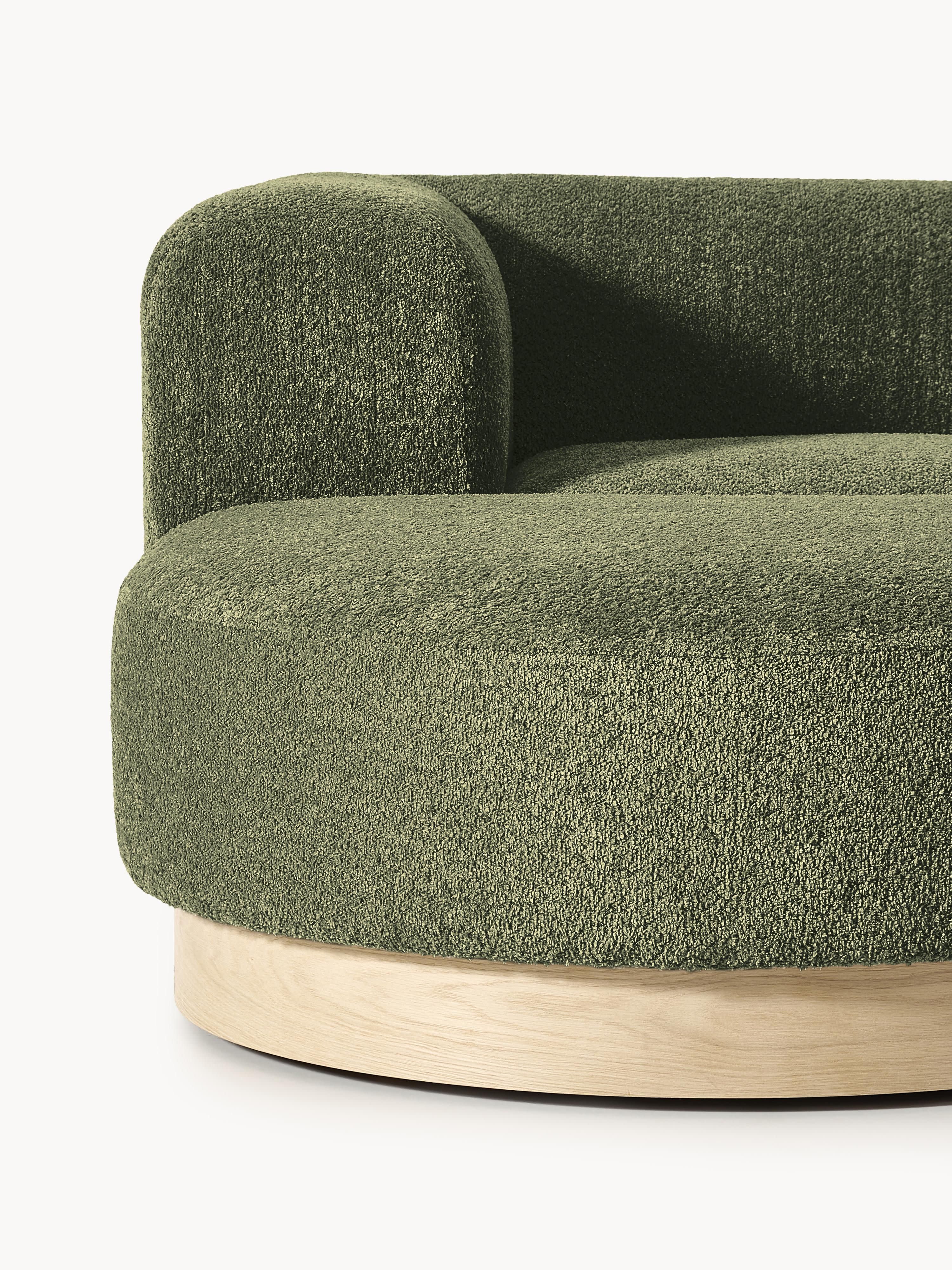 Modulares Sofa Natalie (3-Sitzer) aus Teddy-Bouclé mit Hocker (links/rechts)