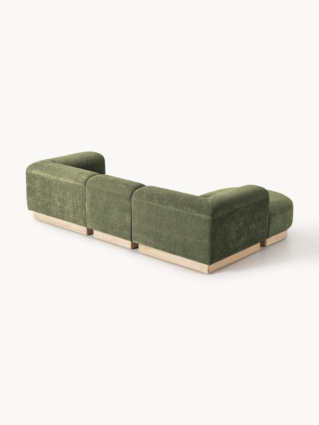 Modulares Sofa Natalie (3-Sitzer) aus Teddy-Bouclé mit Hocker (links/rechts)