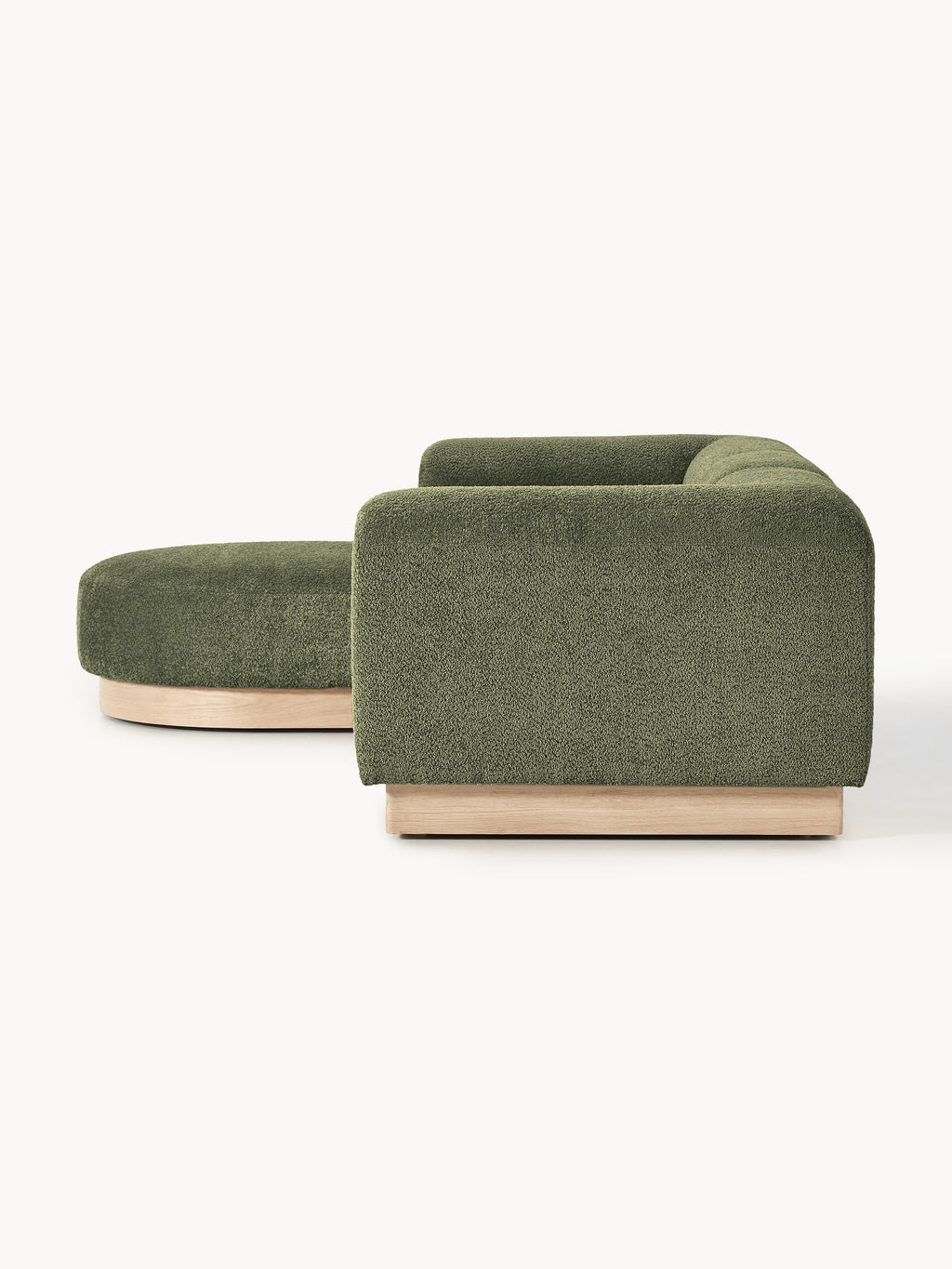 Modulares Sofa Natalie (3-Sitzer) aus Teddy-Bouclé mit Hocker (links/rechts)