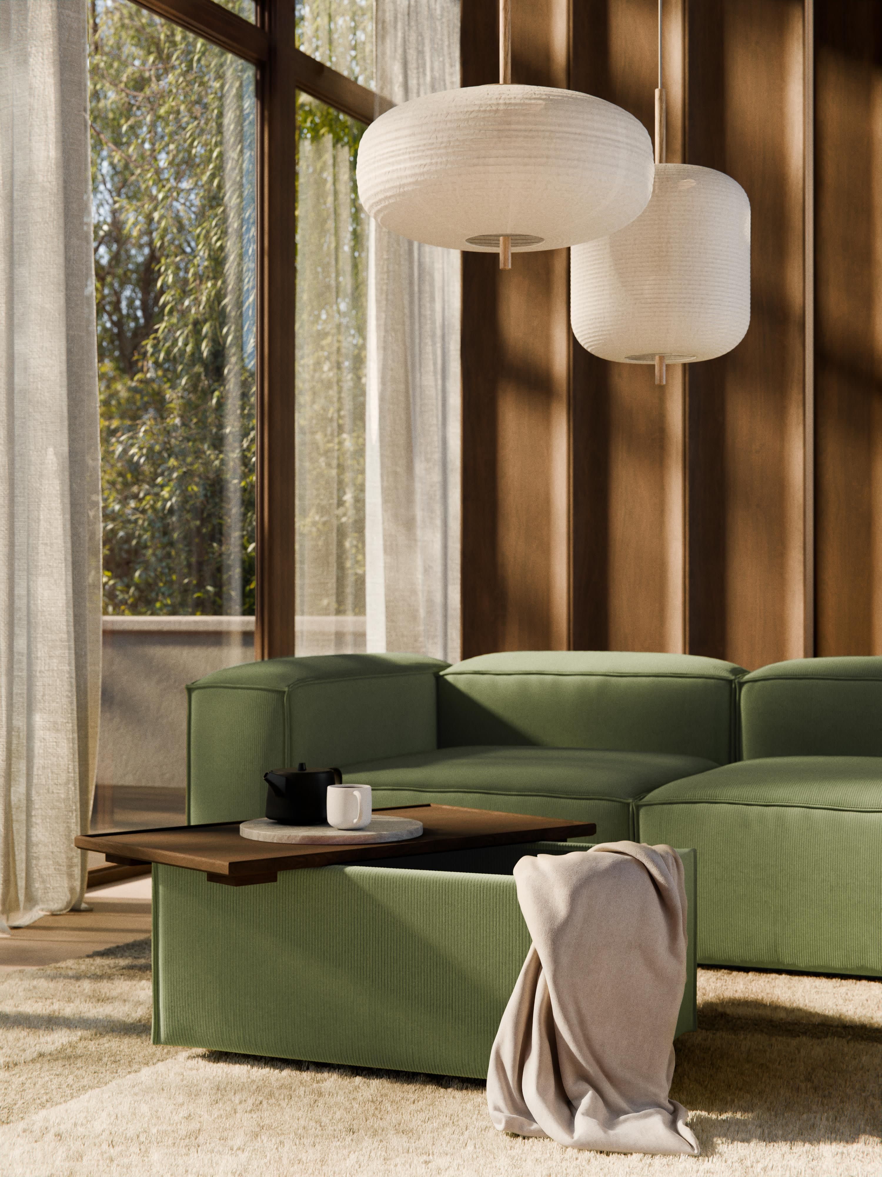 Sofa-Hocker Lennon aus Cord mit Stauraum