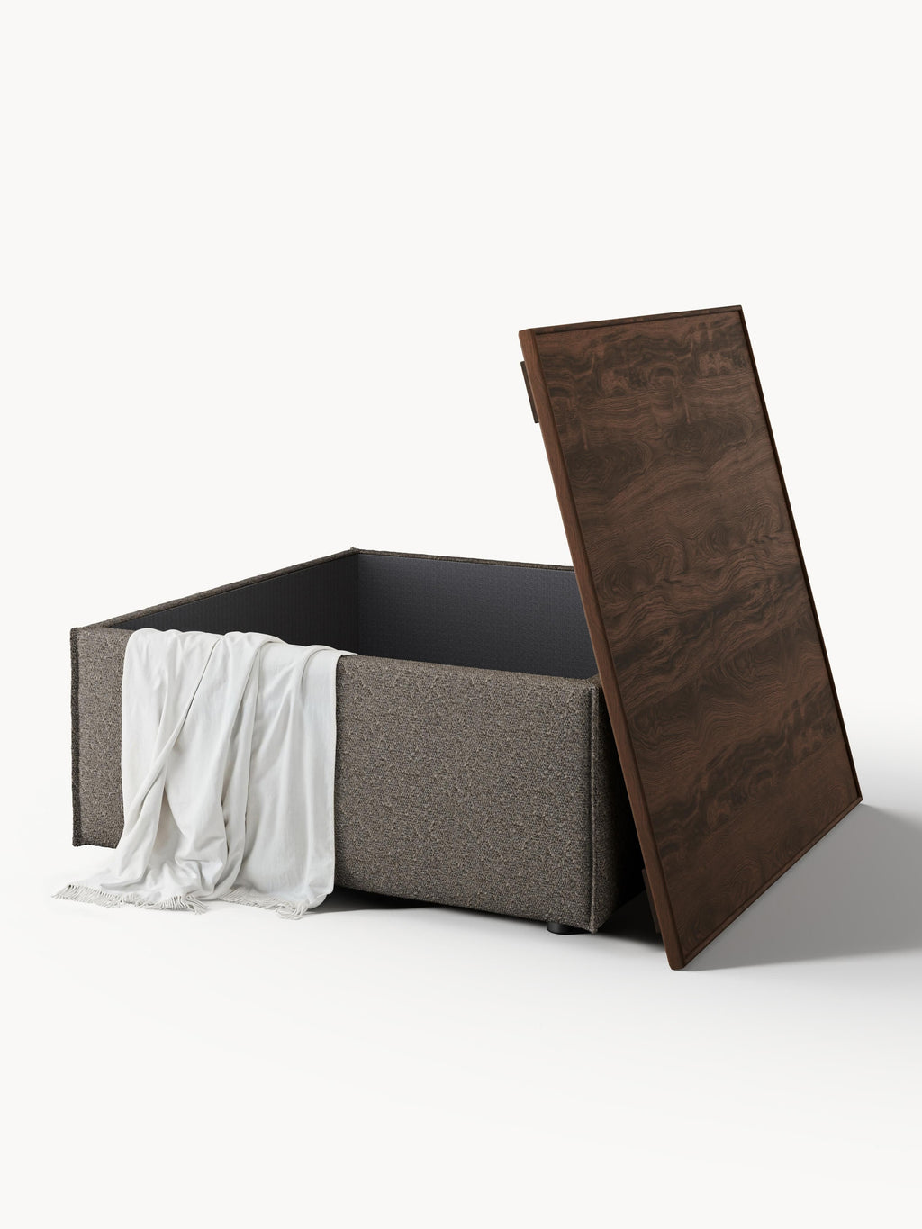 Bouclé-Sofa-Ottomane Lennon mit Stauraum