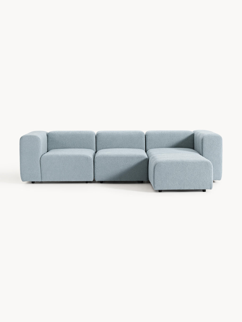 Modulares Bouclé-Sofa Lena (4-Sitzer) mit Hocker (links/rechts)
