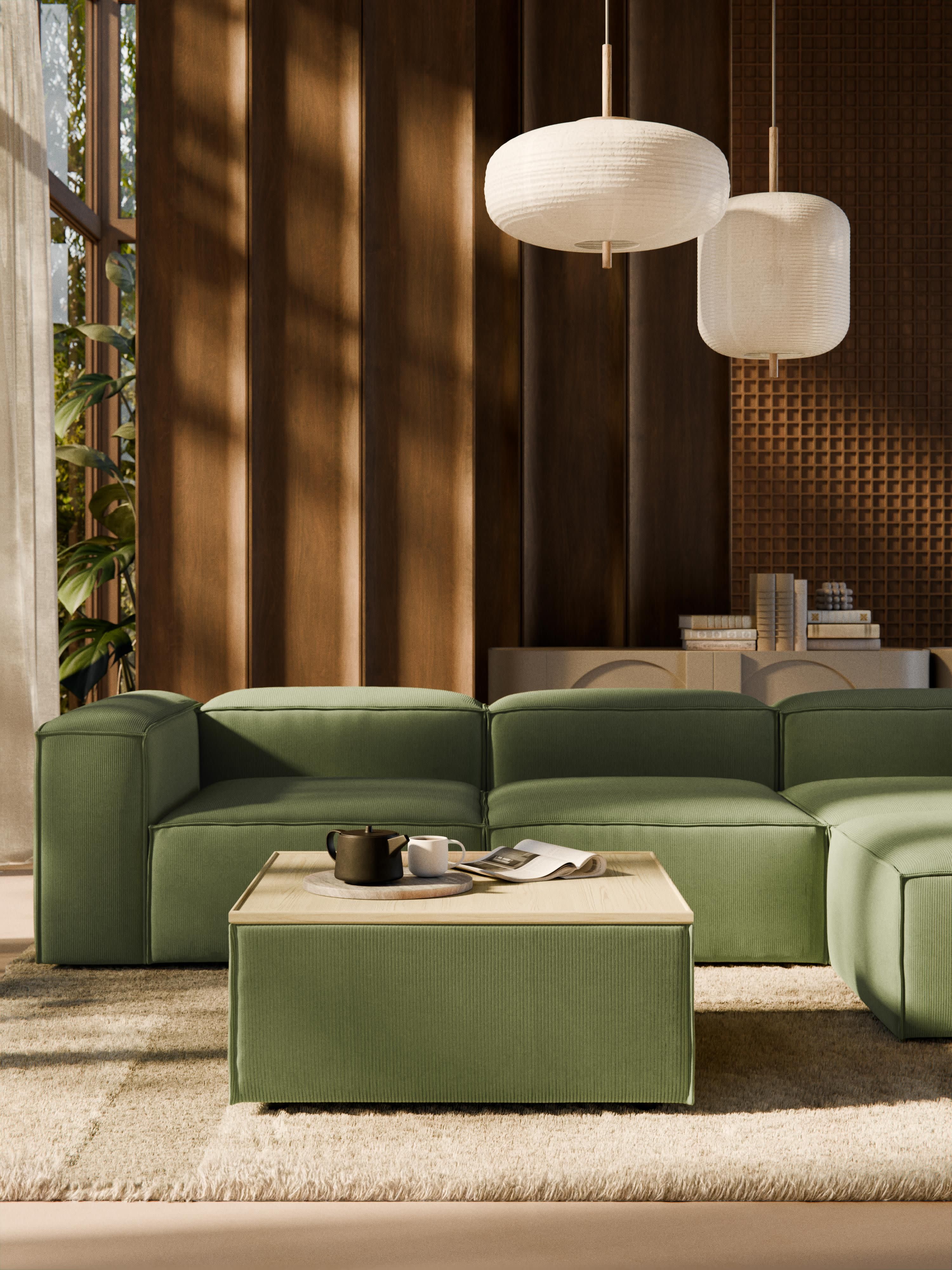 Sofa-Hocker Lennon aus Cord mit Stauraum
