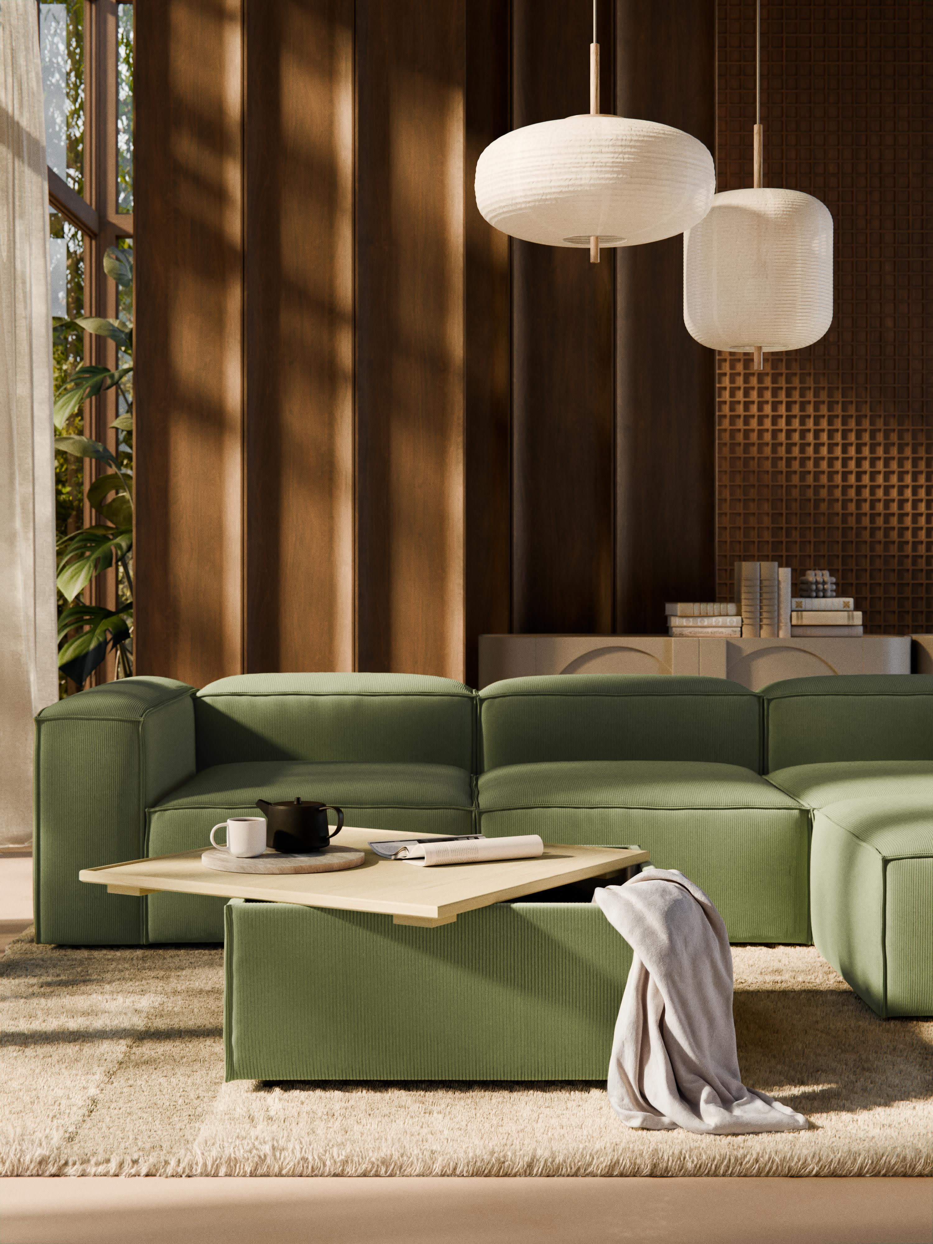 Sofa-Hocker Lennon aus Cord mit Stauraum