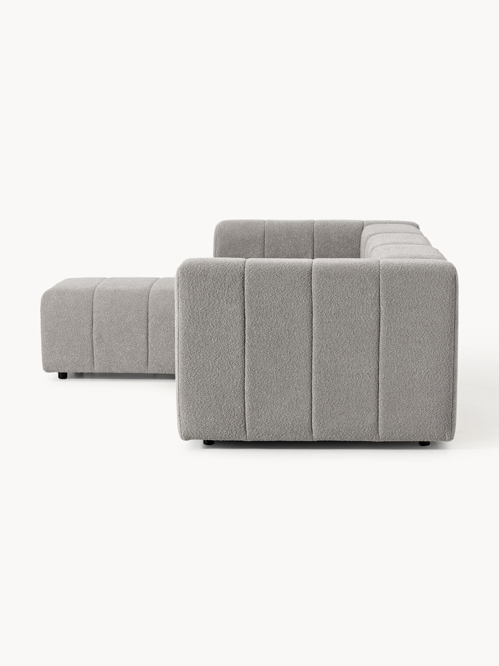 Modulares Bouclé-Sofa Lena (4-Sitzer) mit Hocker (links/rechts)