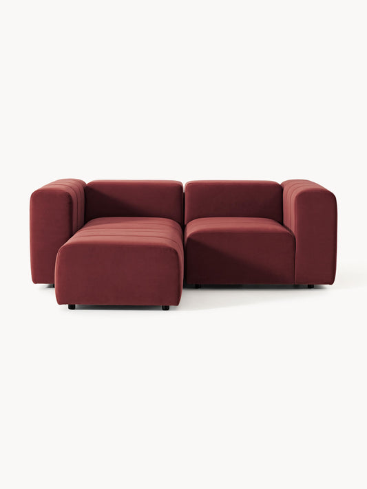 Galeriebild 1 - Modulares Samt-Sofa Lena (3-Sitzer) mit Hocker (links/rechts)
