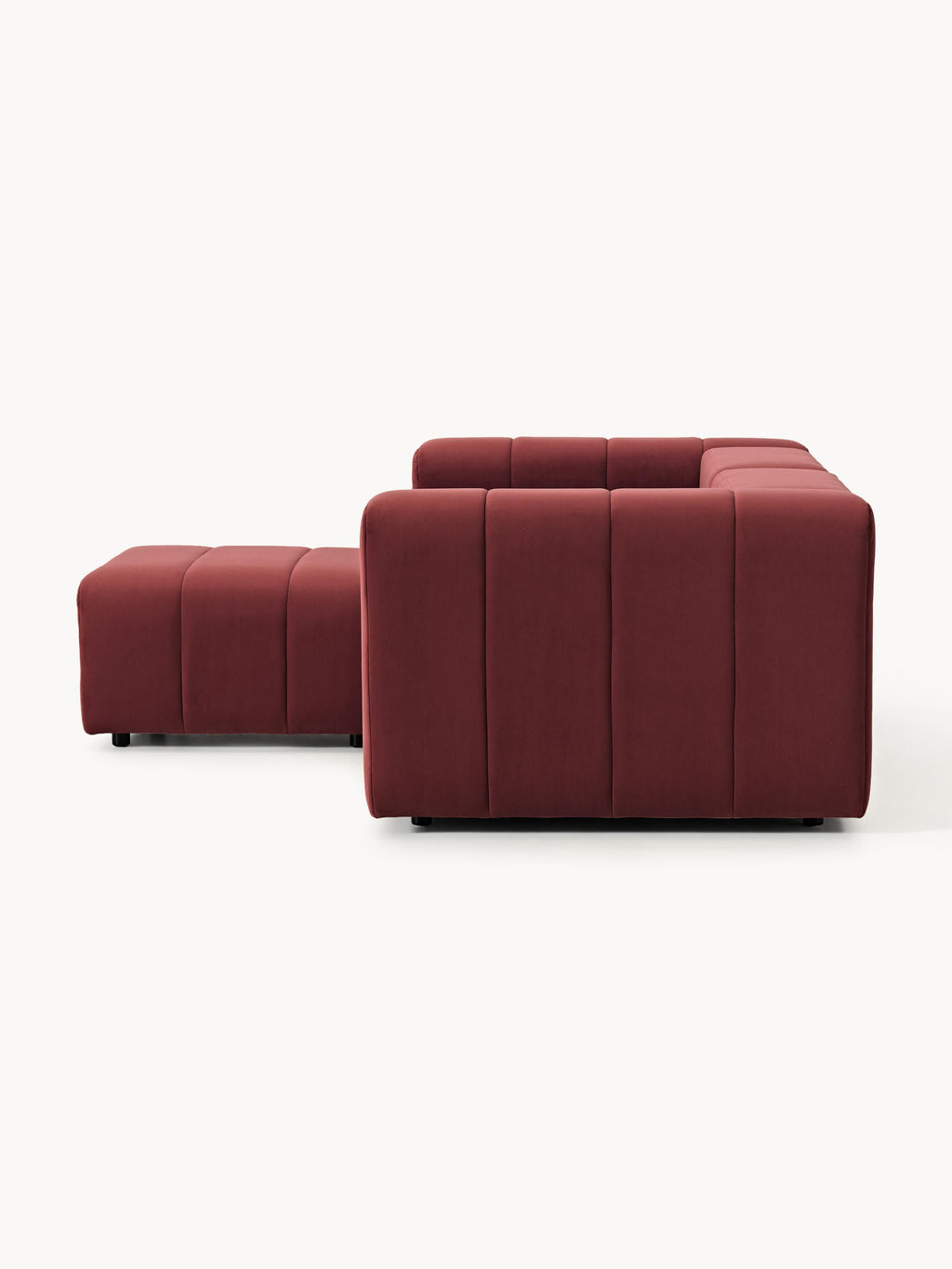 Modulares Samt-Sofa Lena (3-Sitzer) mit Hocker (links/rechts)