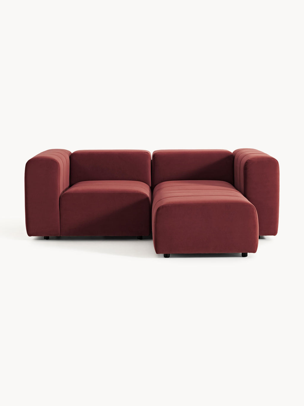 Modulares Samt-Sofa Lena (3-Sitzer) mit Hocker (links/rechts)