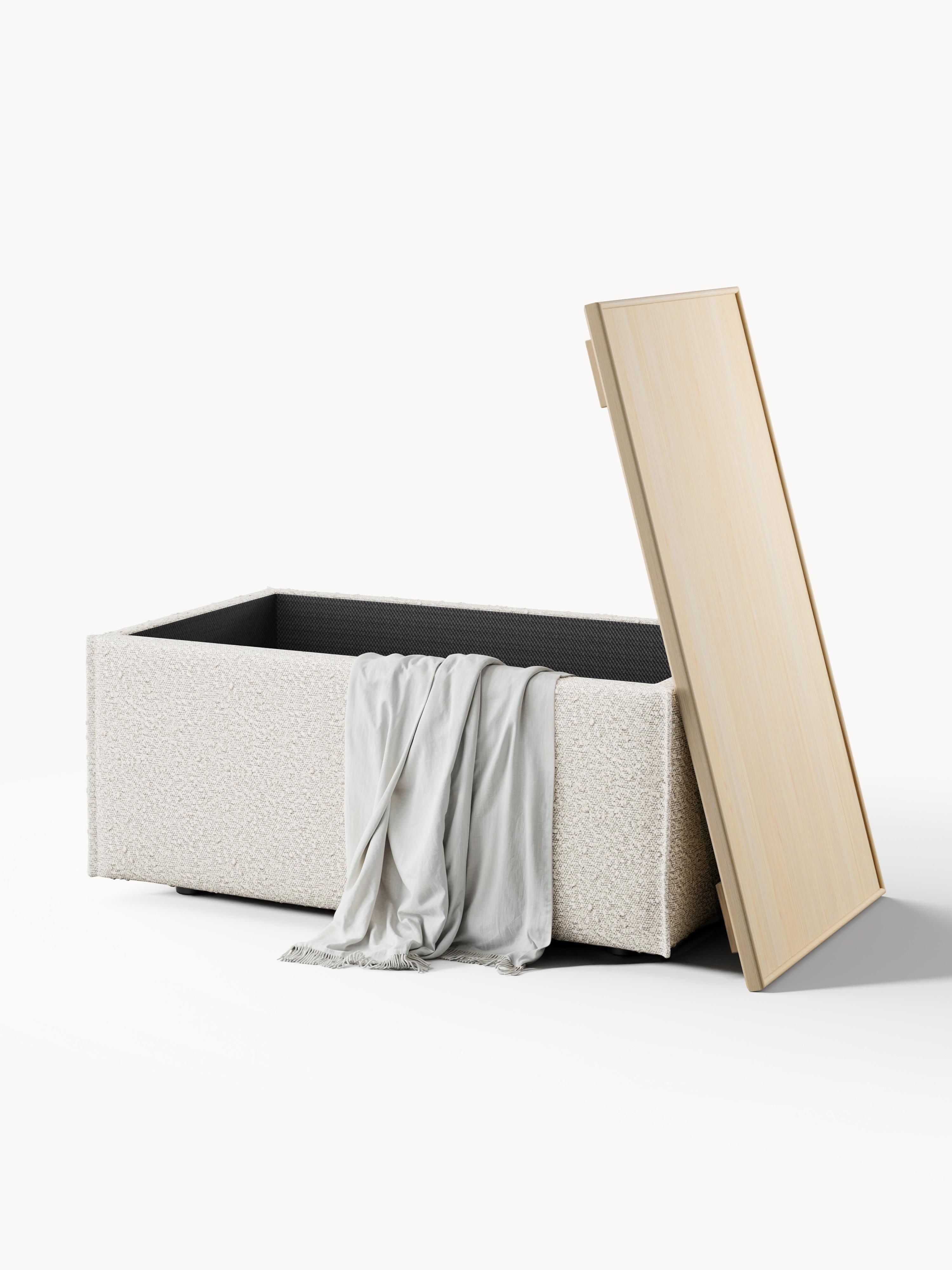 Sofa-Hocker Lennon aus Bouclé mit Stauraum