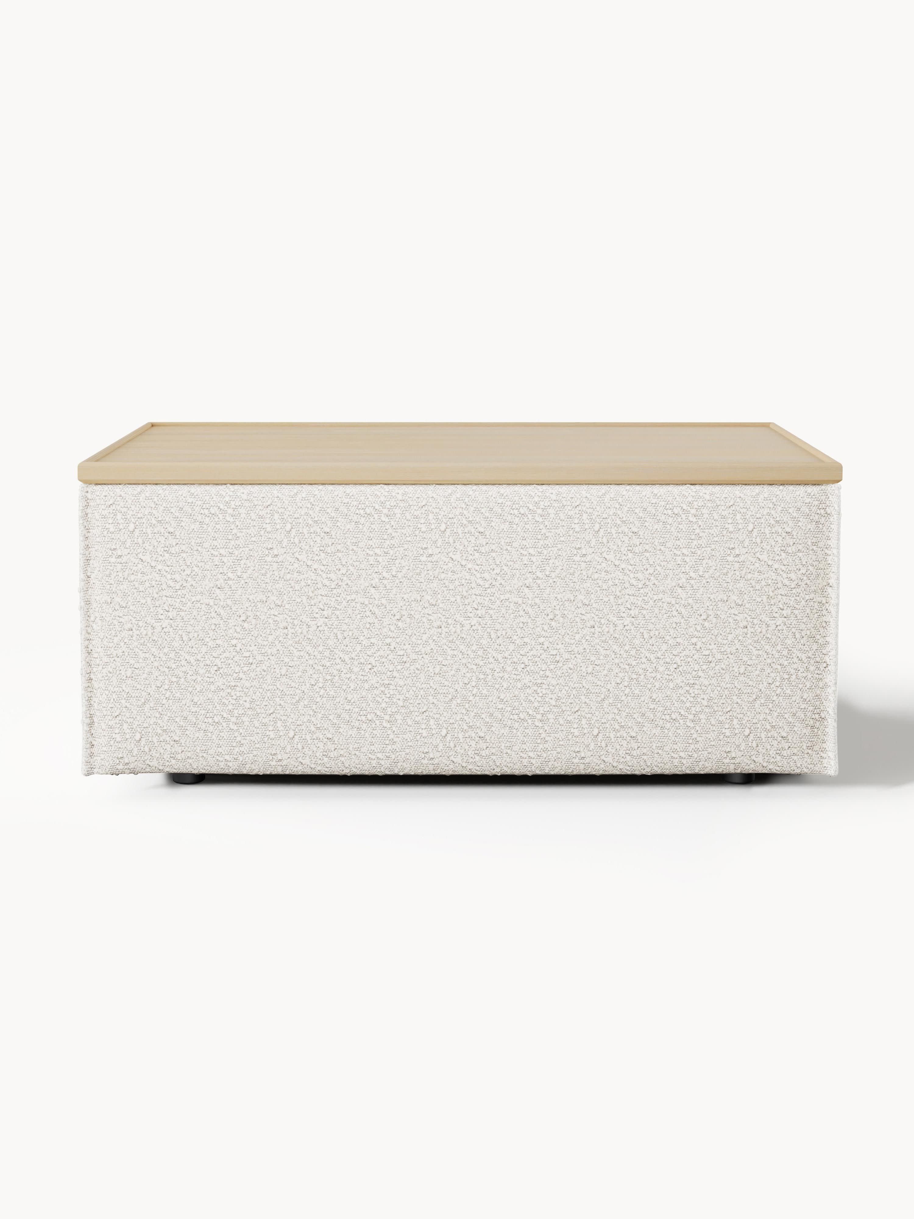 Sofa-Hocker Lennon aus Bouclé mit Stauraum
